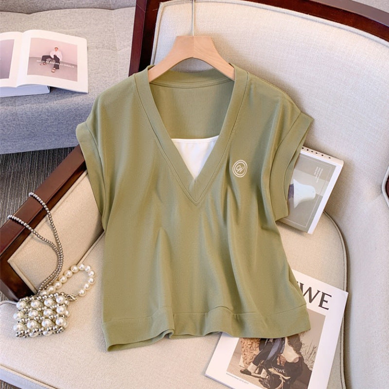 Casual Two-piece Set Sleeveless Top And Shorts