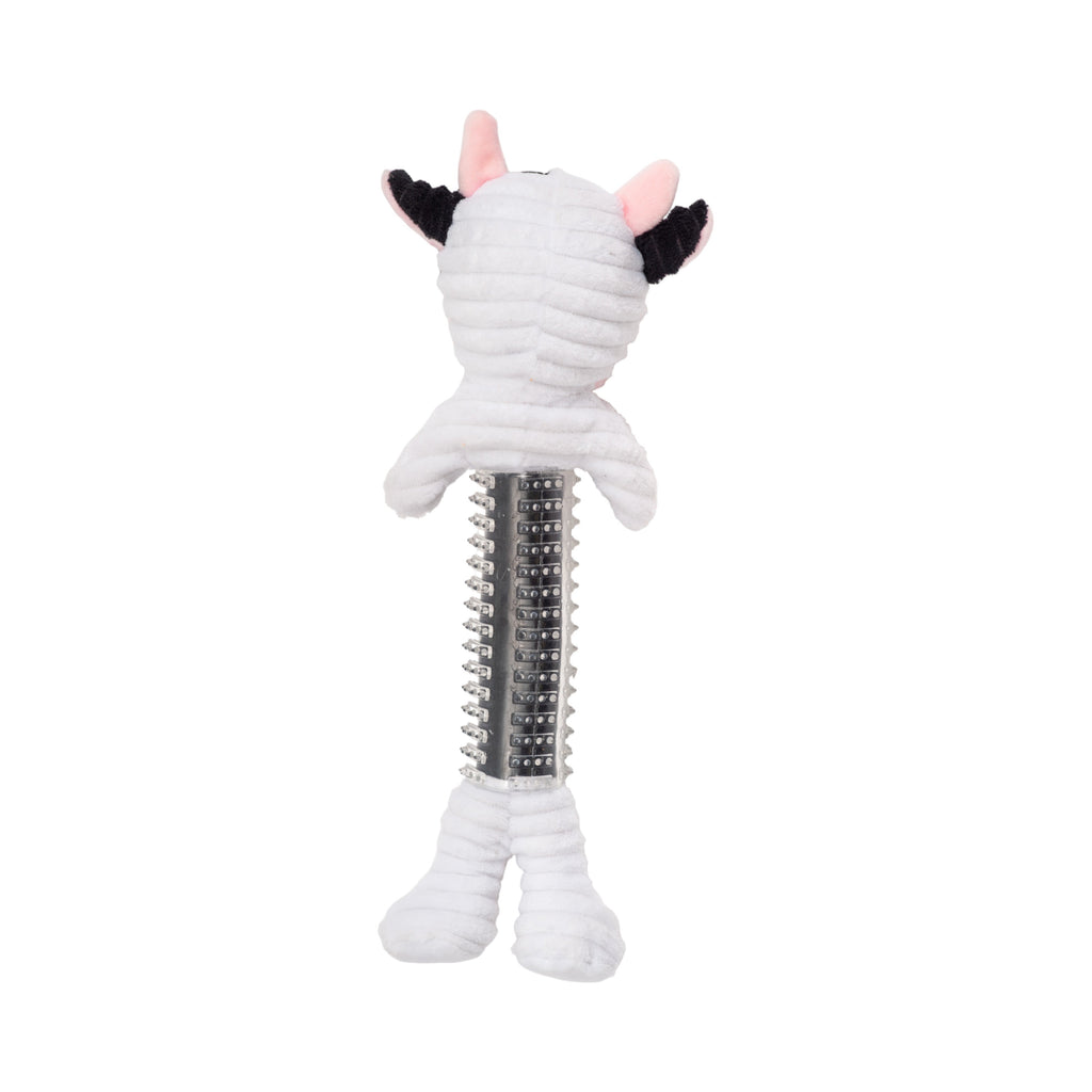 Country Living Thermoplastic Rubber Black & White Cow Plush Dog Toy – with Squeaker & Crinkle Paper