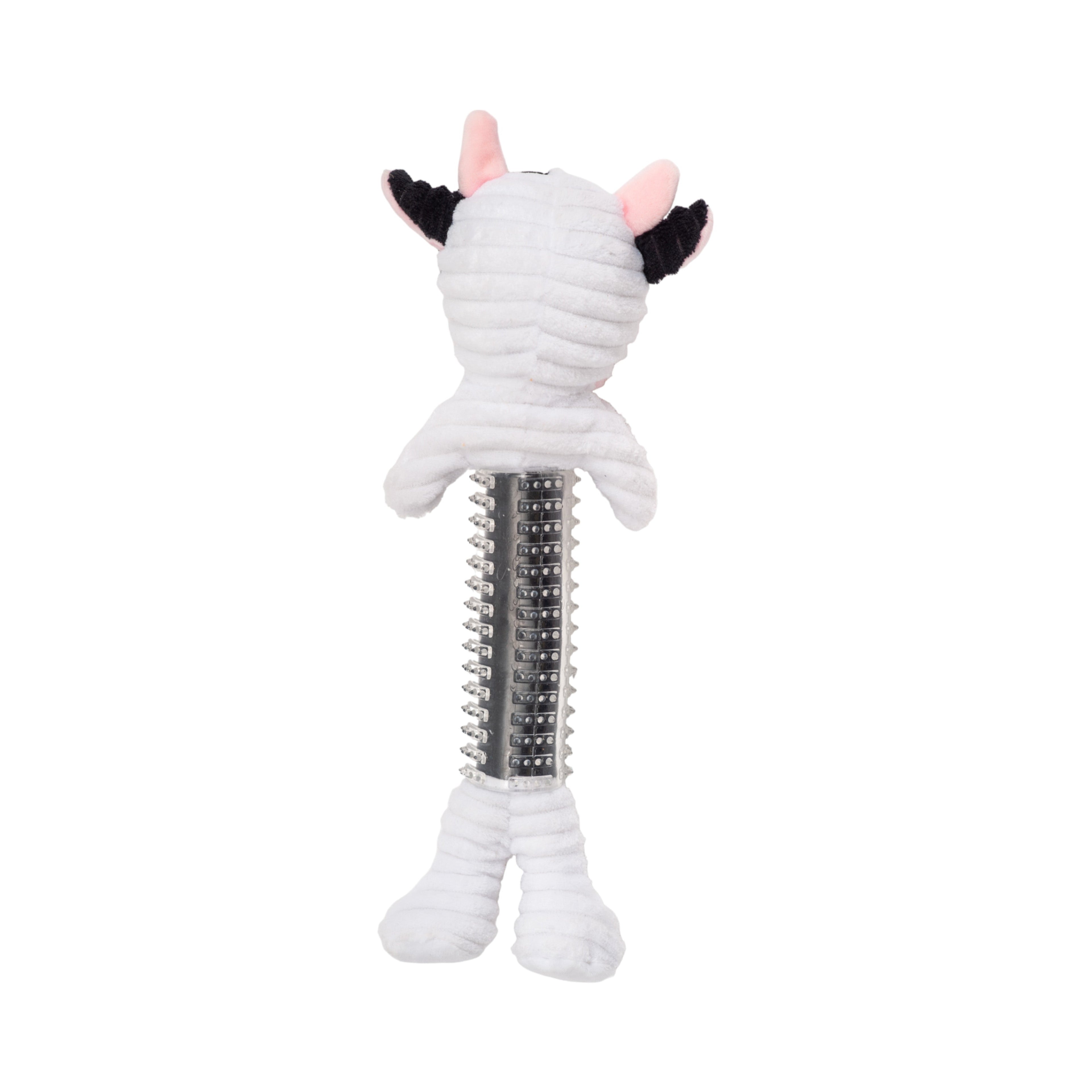 Country Living Thermoplastic Rubber Black & White Cow Plush Dog Toy – with Squeaker & Crinkle Paper