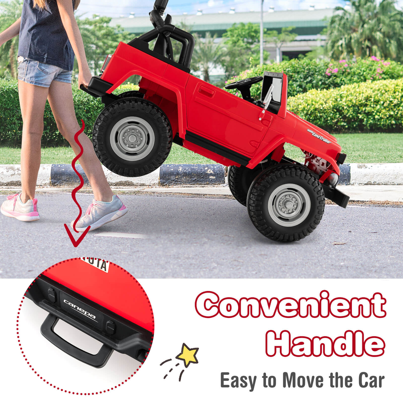12V 2-Seat Licensed Kids Ride On Toyota FJ40 Car with 2.4G Remote Control-Red