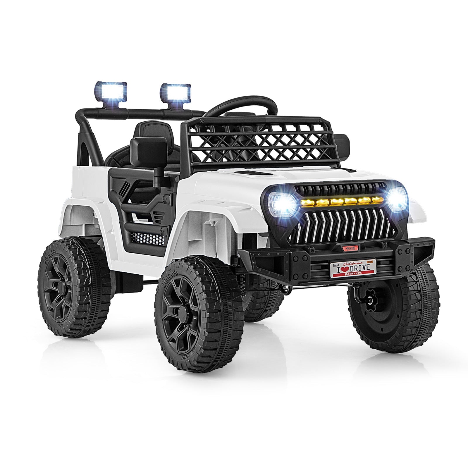 12V Kids Ride on Truck Car with Parental Remote and Music Player-White