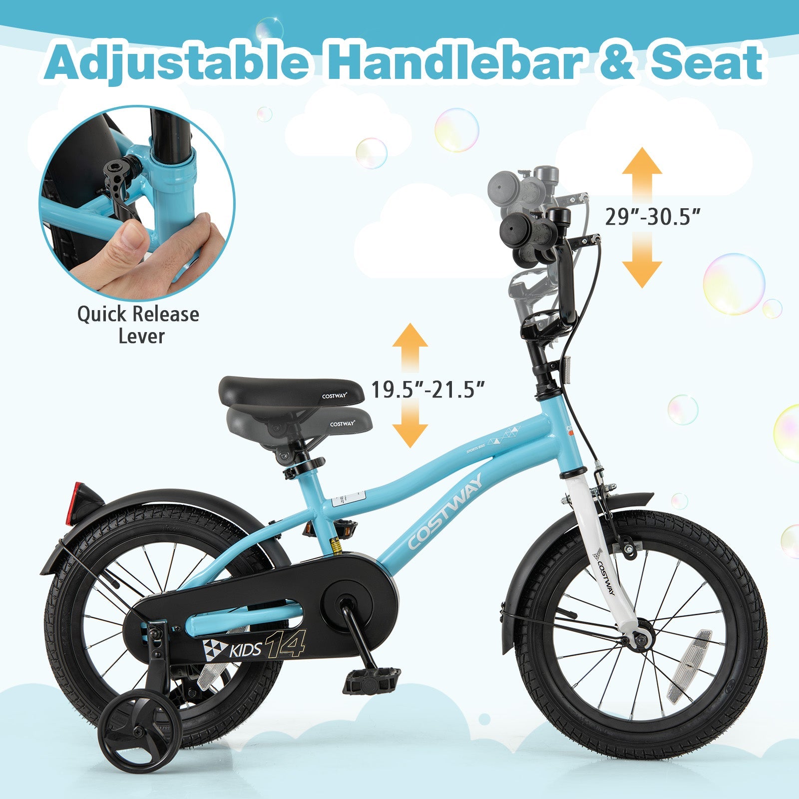 14-Inch Kids Bike for 3-5 Years Old Children Bicycle with Training Wheels