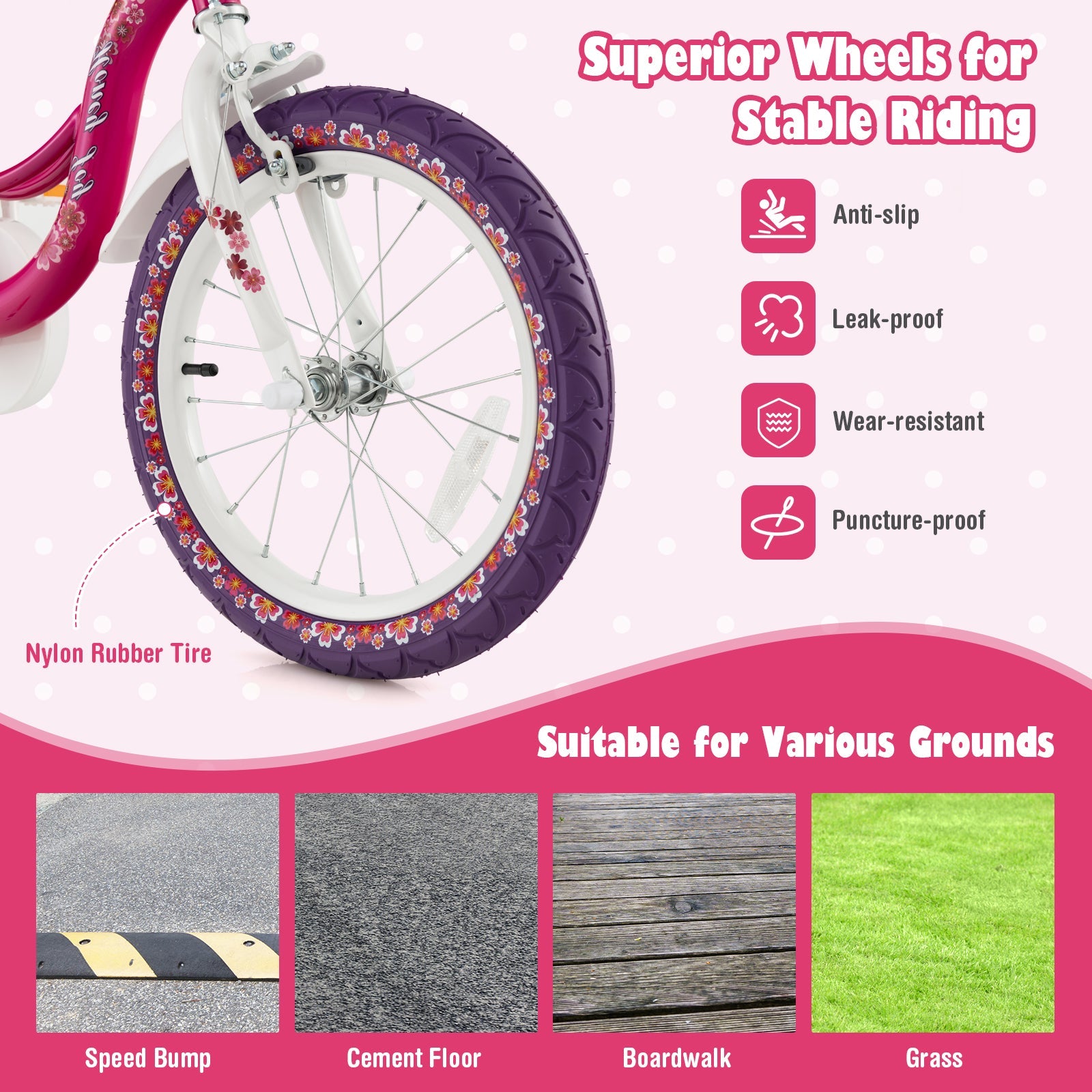 14 Inch Kids Bike with Doll Seat and Removable Training Wheels-14 inches