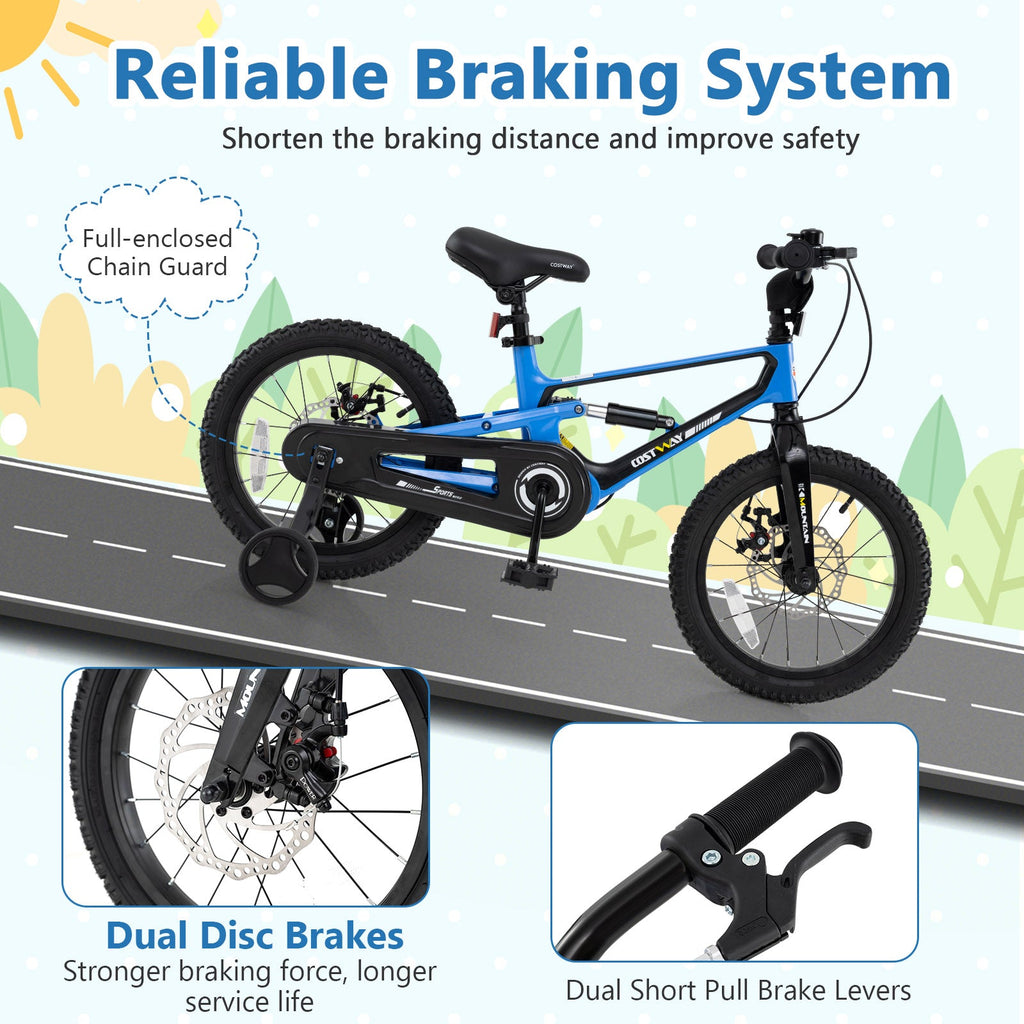 16 Inch Kids Bike Adjustable with Shock Absorber and Bell for Aged 4 to 7-16 inches - product image