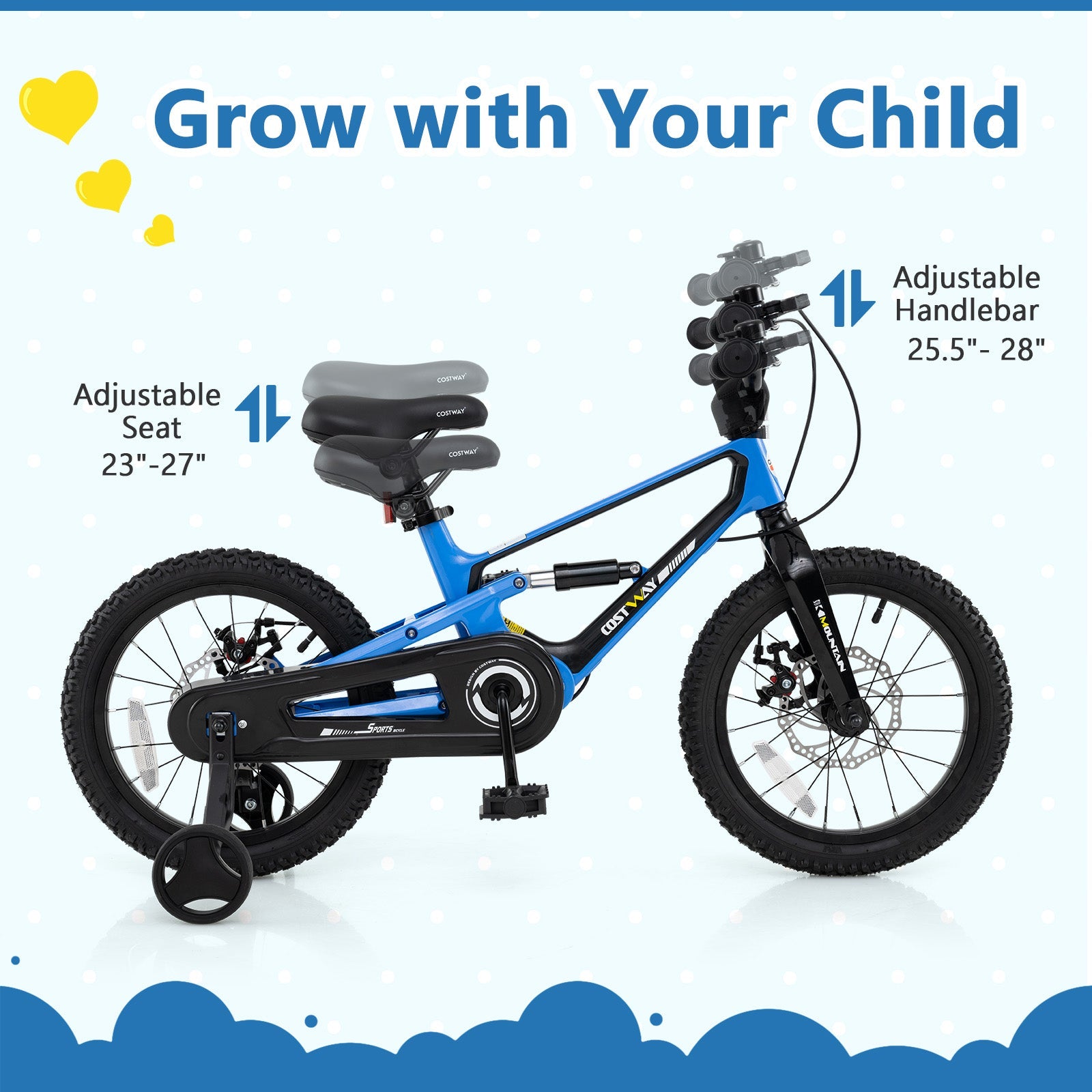 16 Inch Kids Bike Adjustable with Shock Absorber and Bell for Aged 4 to 7-16 inches - product image
