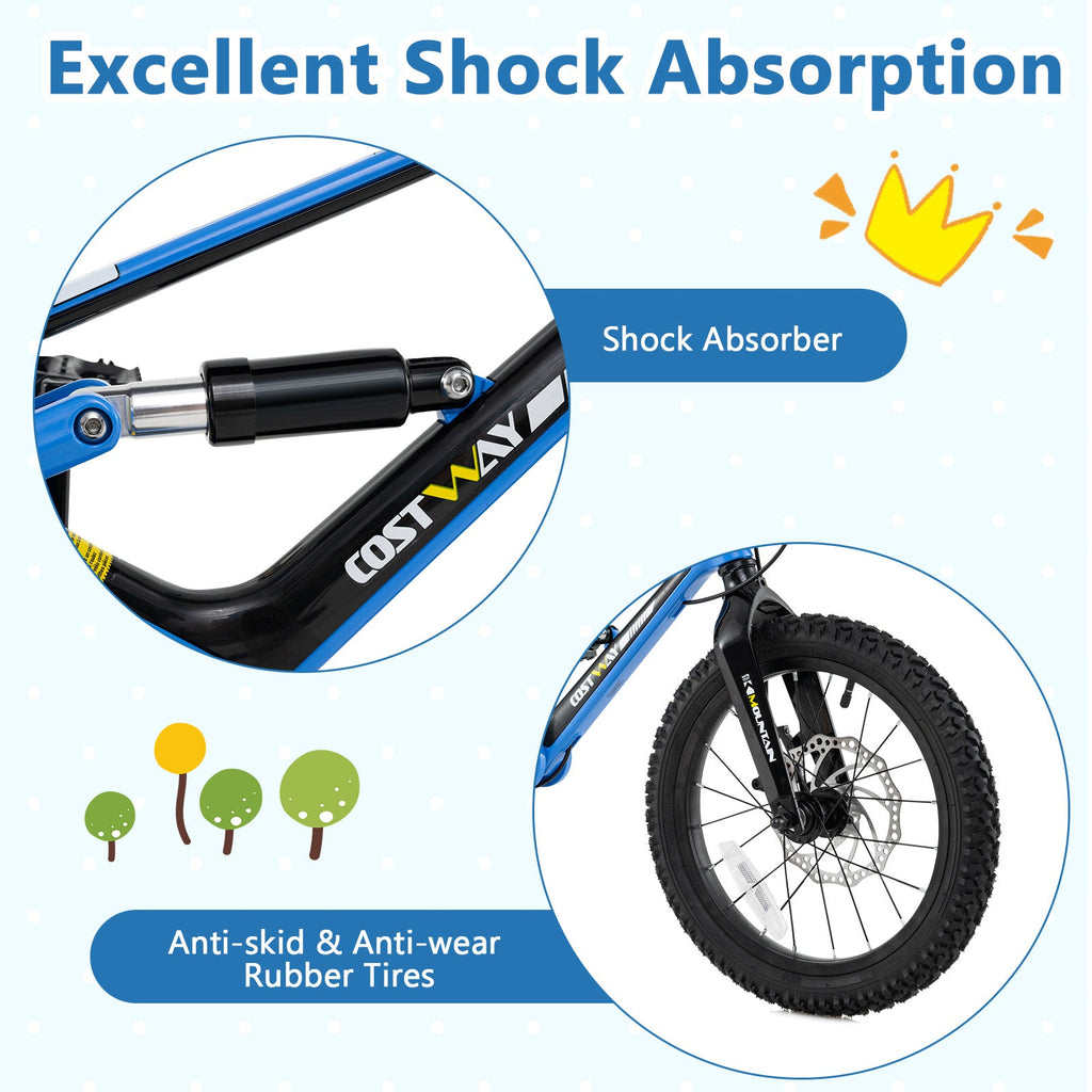 16 Inch Kids Bike Adjustable with Shock Absorber and Bell for Aged 4 to 7-16 inches - product image