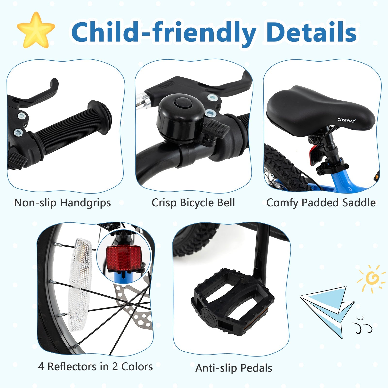 16 Inch Kids Bike Adjustable with Shock Absorber and Bell for Aged 4 to 7-16 inches - product image