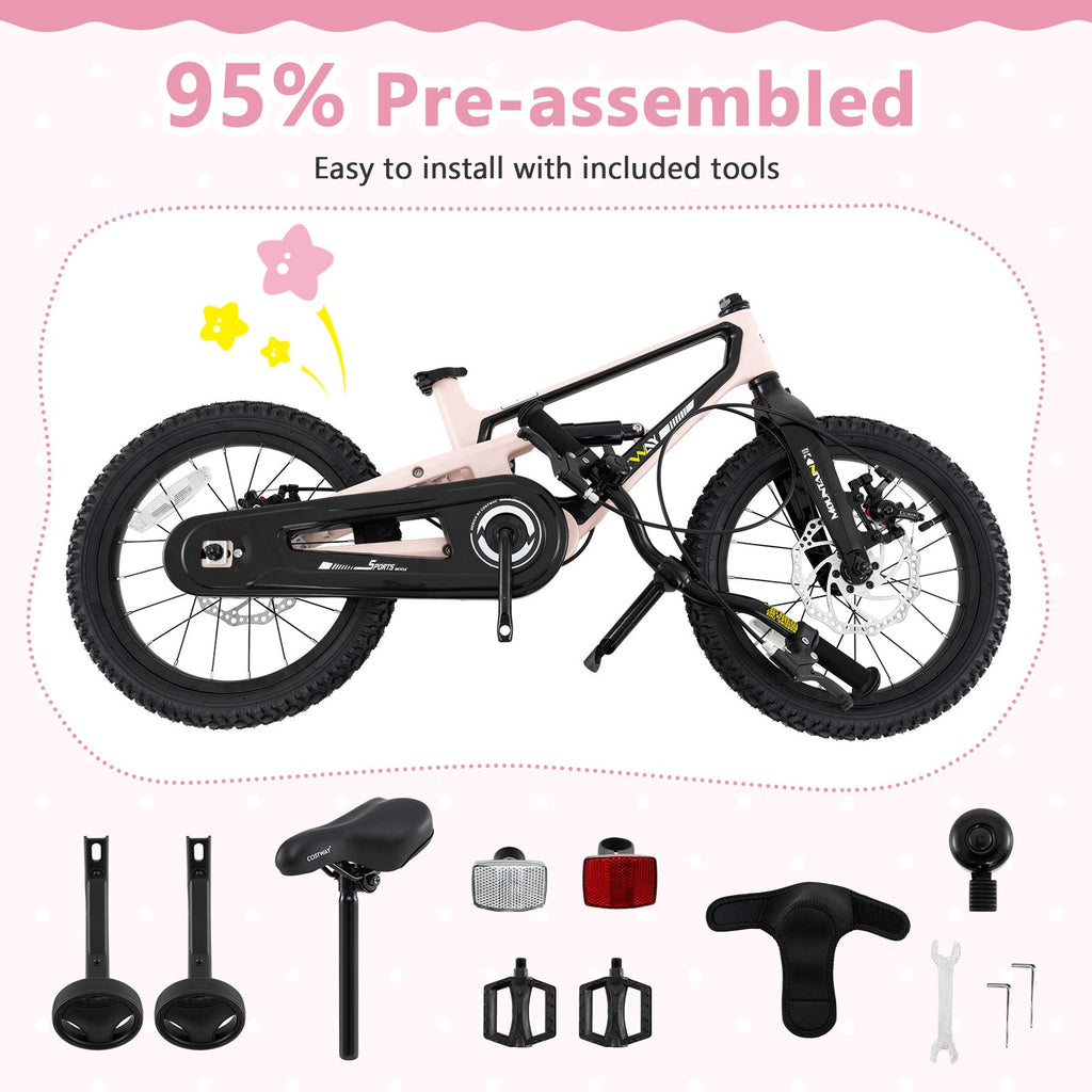 16 Inch Kids Bike Lightweight with Detachable Training Wheels for Aged 4 to 7-16 inches - product image