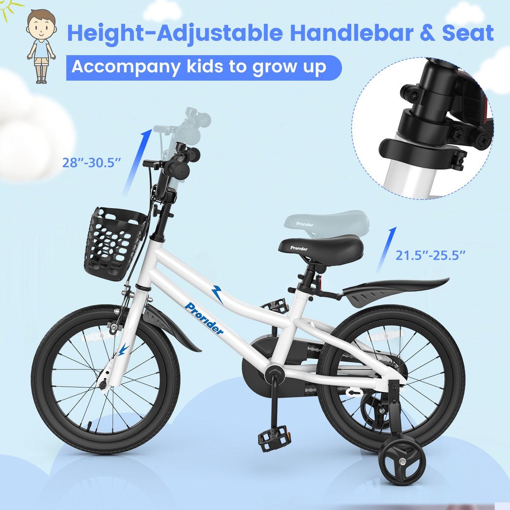 16 Inch Kids Bike with Removable Training Wheels-White