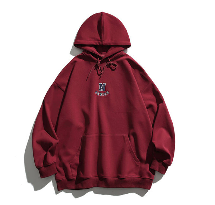 Simple Letter Embroidery Couple Hoodies Men And Women Casual Sweatshirt