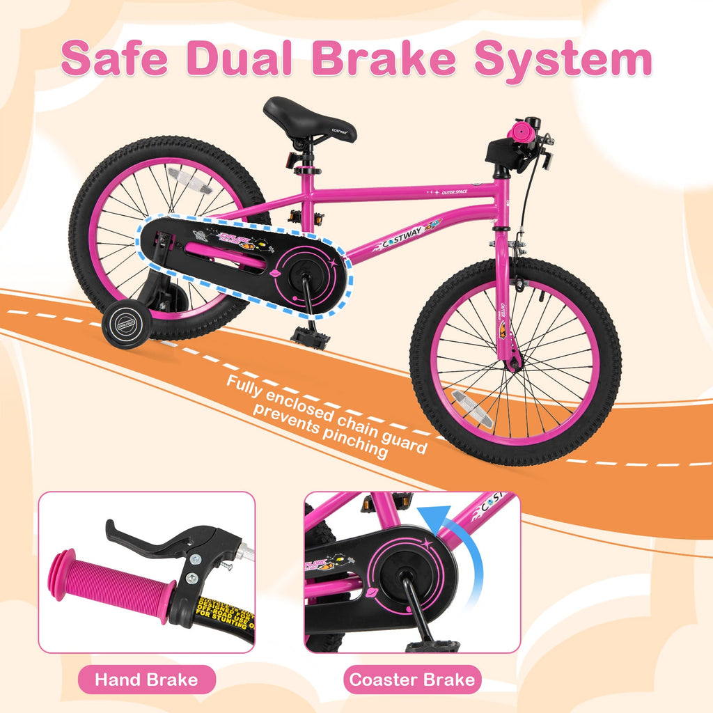 18 Inch Kids Bike for 4-8 Years Old Adjustable with Removable Training Wheels