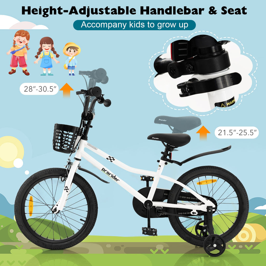 18 Feet Kids Bike with Removable Training Wheels-Black & White
