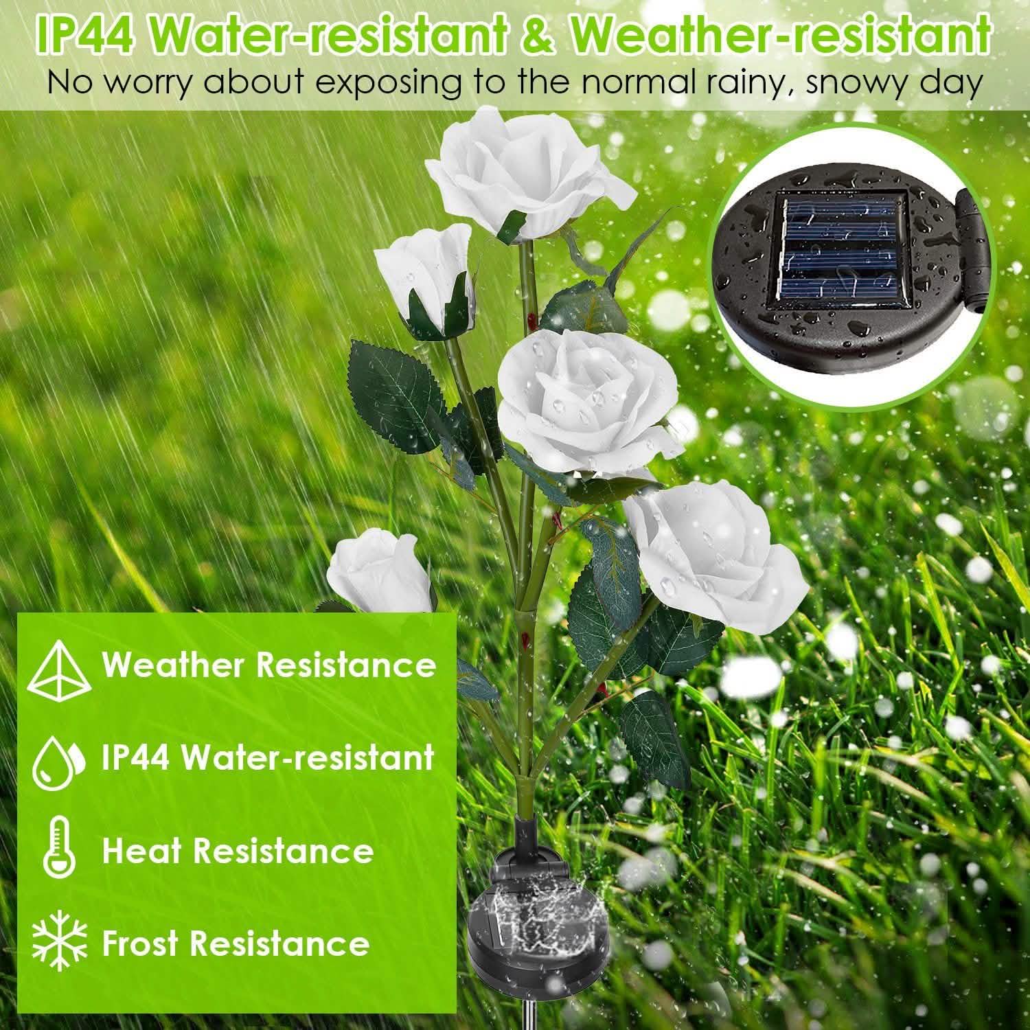2-Pack: Solar Powered Rose Flower LED Decorative Lamp