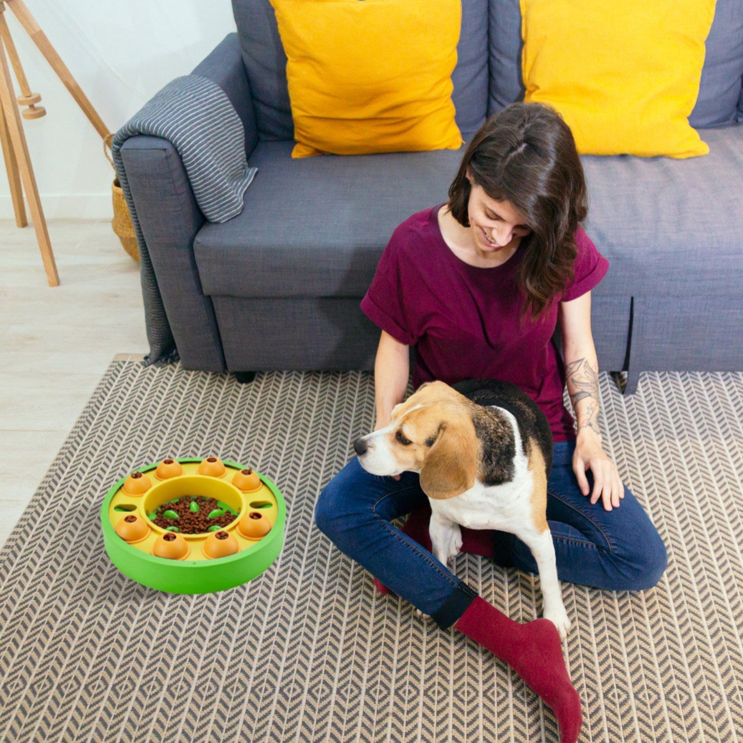 Dog Puzzle Food Feeder Slow Feeding Bowl Interactive Toy Dog Treat Dispensing Toy for IQ Training Mental Enrichment For Small Medium Large Dog Cat