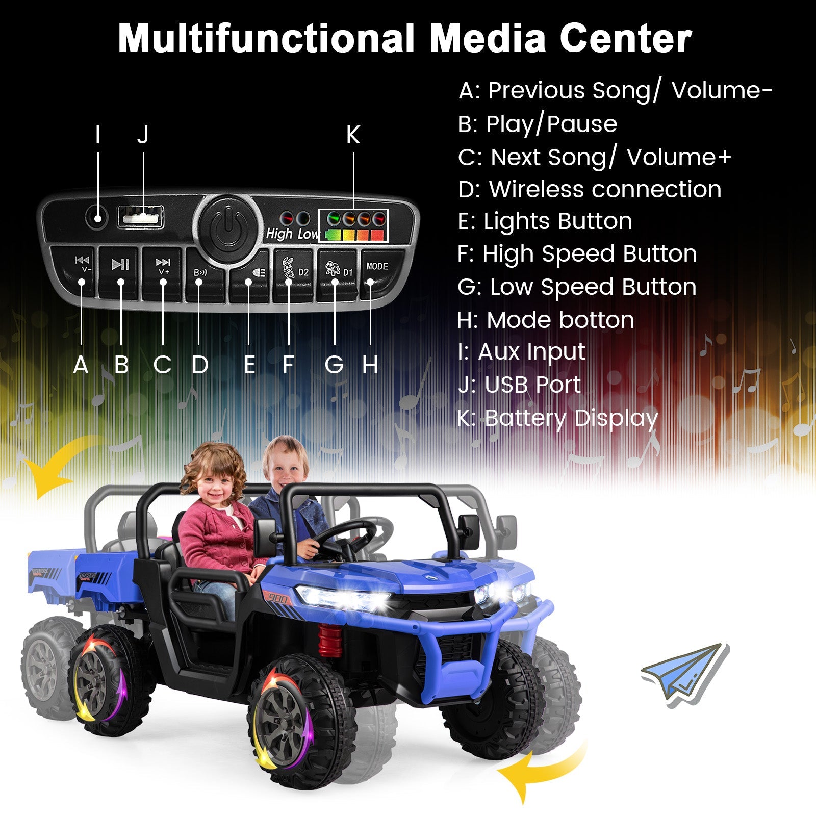24V Ride on Dump Truck with Remote Control-Navy