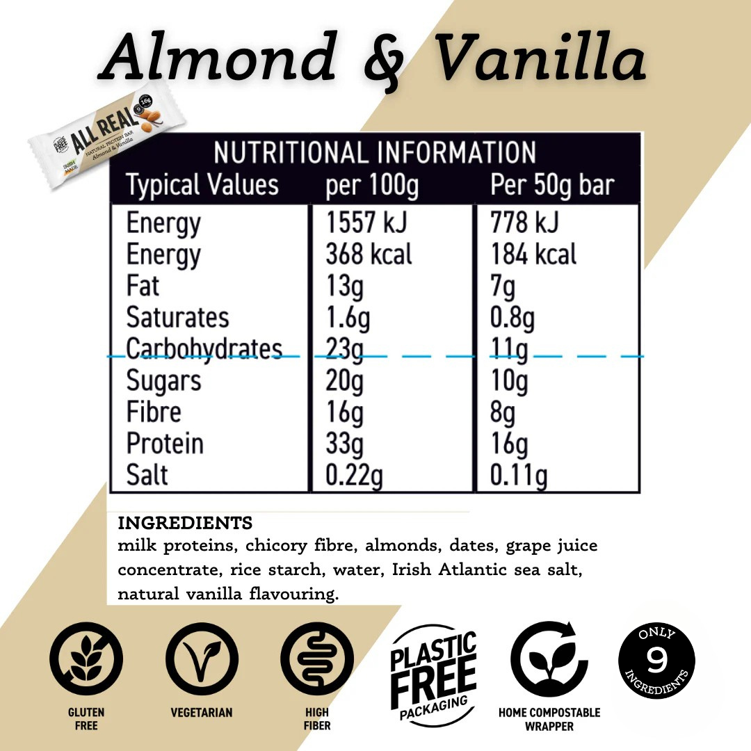 Almond Vanilla Protein Bar 50g x 12 bars - Protein Bars image