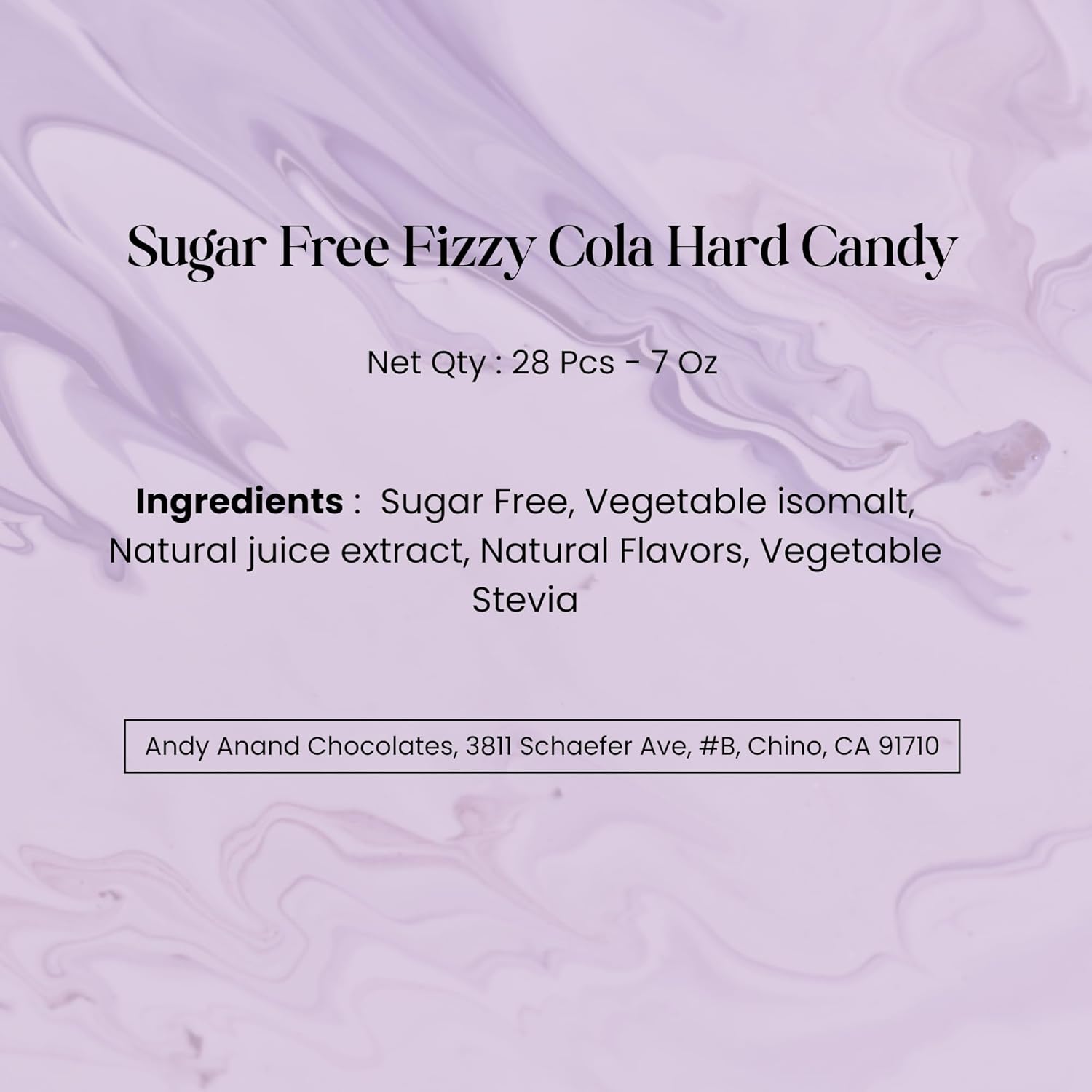 Andy Anand Sugar Free Fizzy Cola Hard Candy – Copper Kettle Boiled, Naturally Flavored, Keto & Diabetic Friendly, 28 Pc 7 Oz