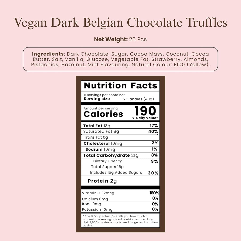 Andy Anand Luxury Gluten-Free Vegan Dark Chocolate Truffles Praline Collection – 25 Pcs Gift Box for Holidays & Special Occasions, Made with 60% Chocolate (Cocoa Butter)