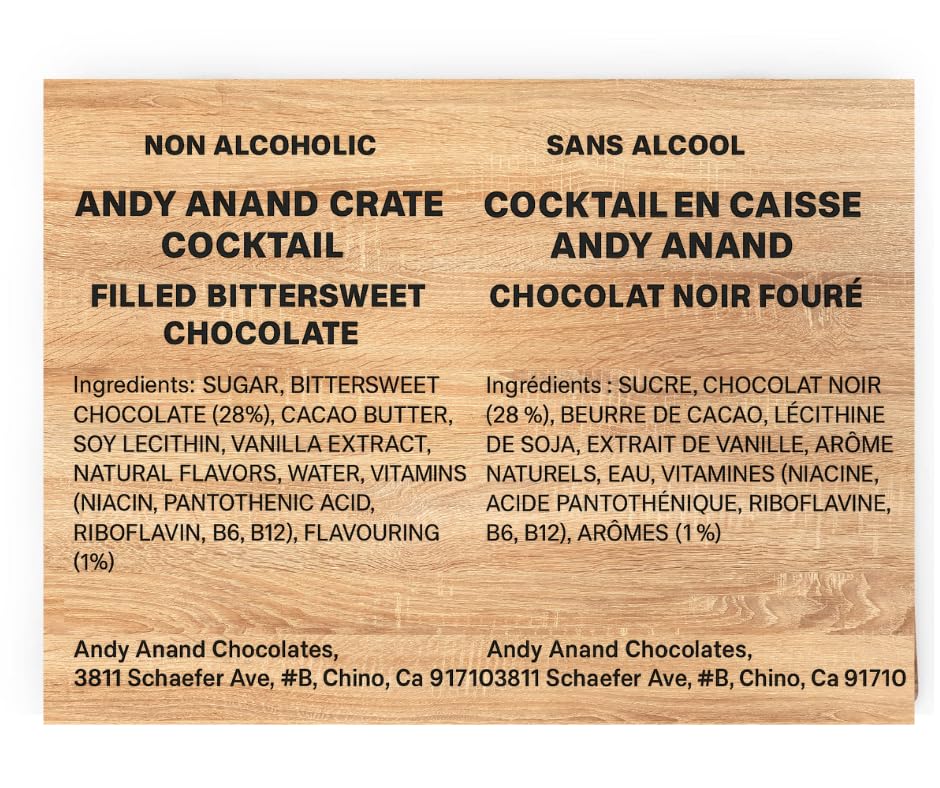 Andy Anand European Cocktail Flavored Dark Chocolate Bottles – 18 Pc Vegan 60% Cocoa (Mojito, Limoncello, Gin Tonic), 11.5 Oz Gift Box