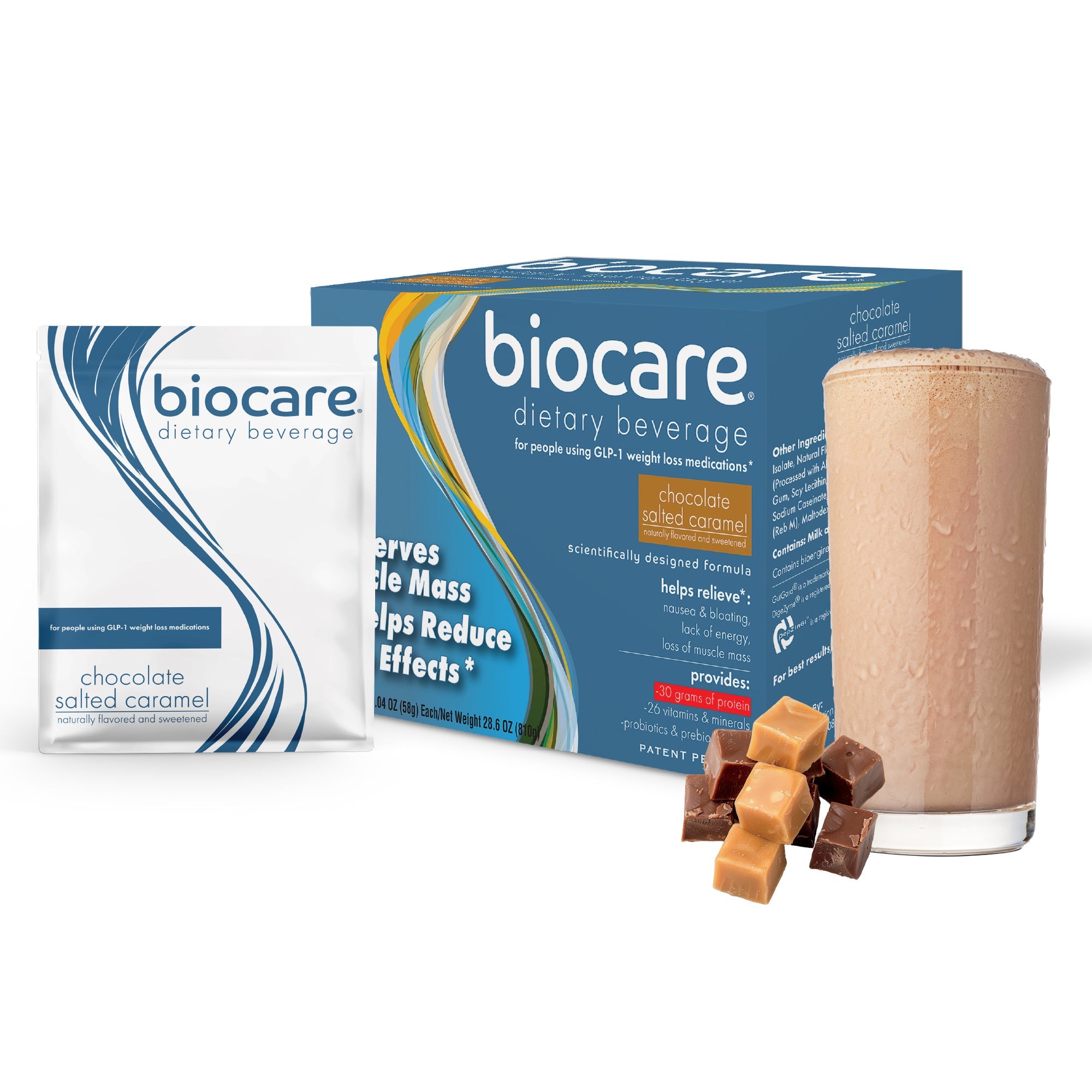 30G Protein Chocolate Salted Caramel Biocare Dietary Beverage (14-Count) - product image