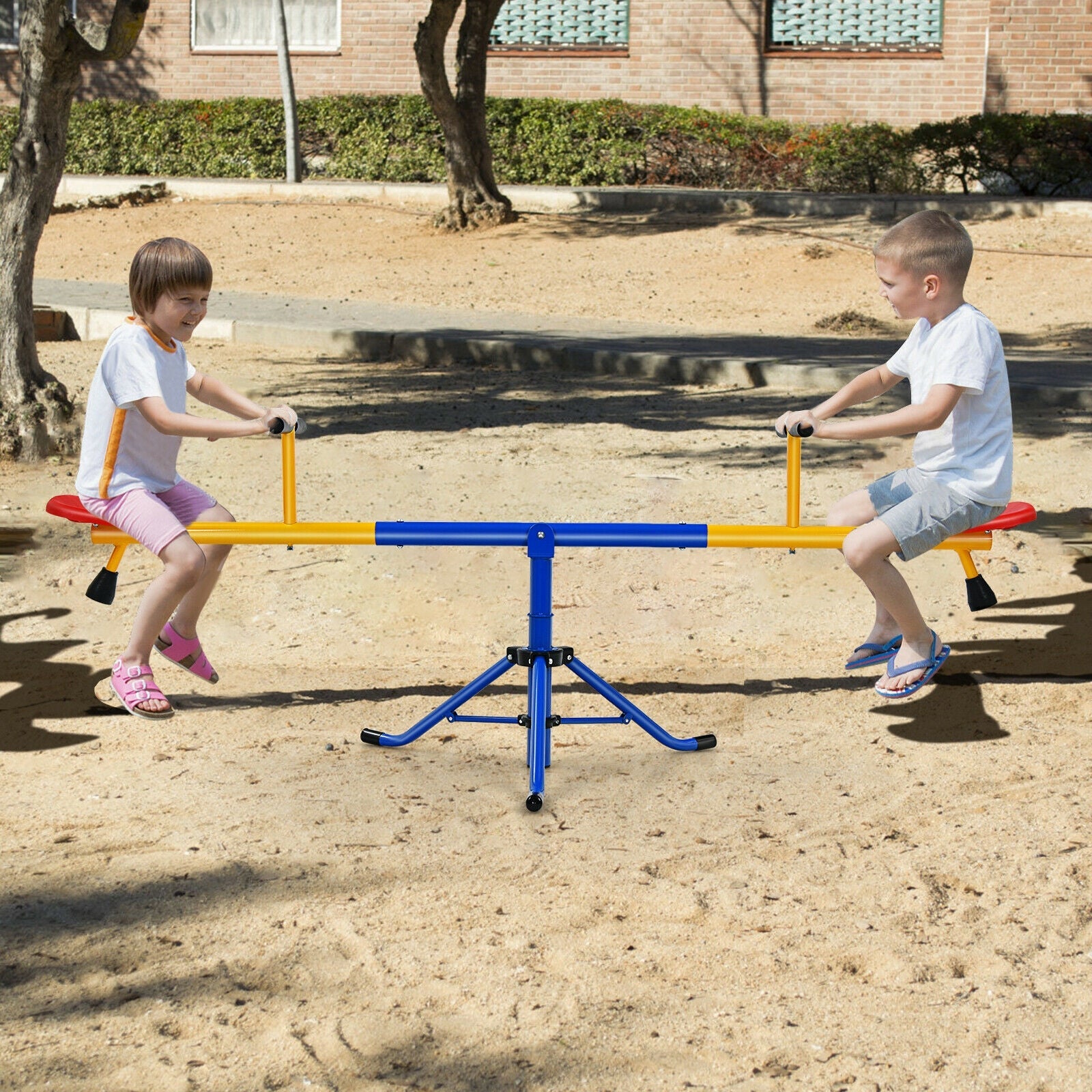 360°Rotation Kids Seesaw Swivel Teeter Totter Playground Equipment