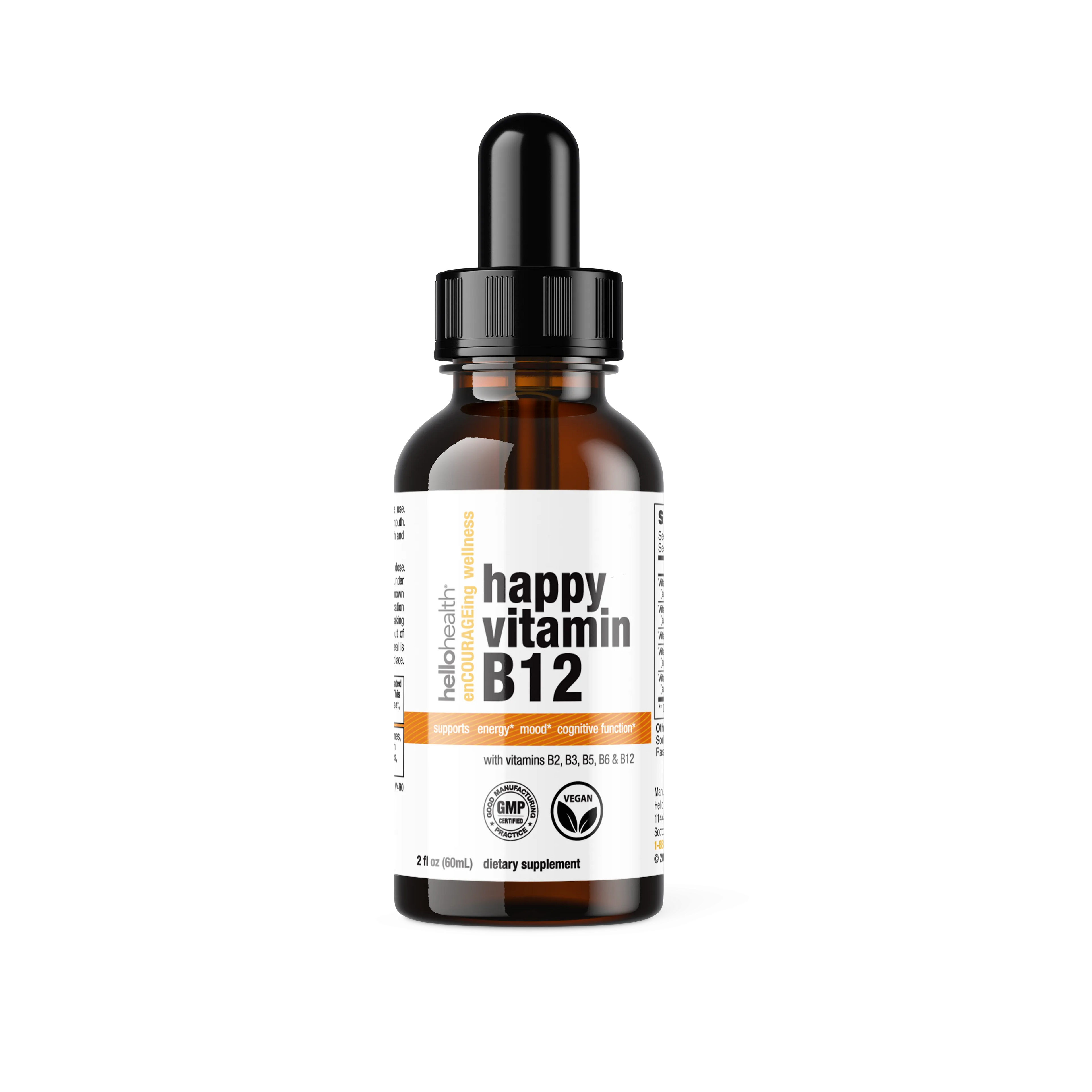 Happy Energy Vitamin B12 Plus – B12 Complex with B2, B3, B5 & B6 for Energy, Focus & Mood Support