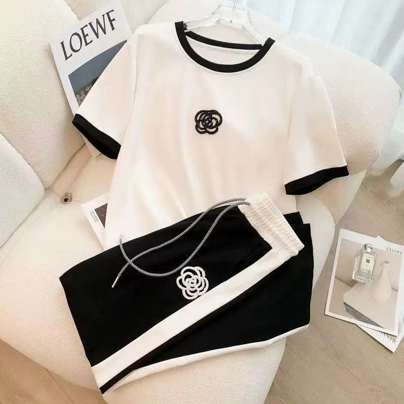 Fashionable And Youthful Wide-leg Pants Two-piece Set