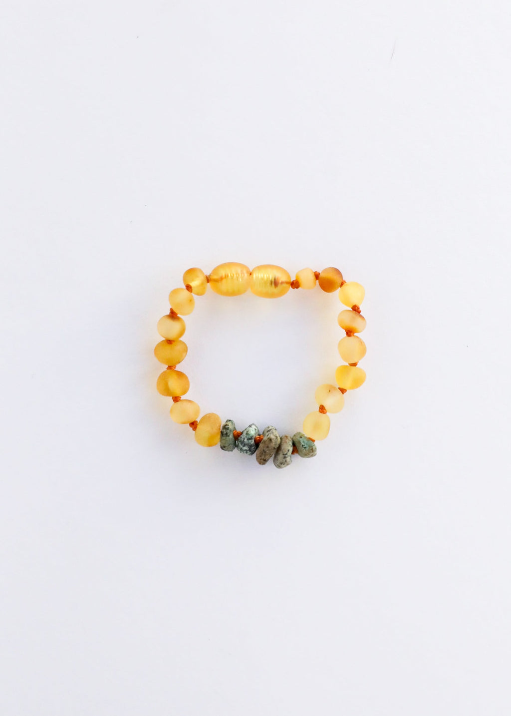 Raw Honey Baltic Amber + Raw Turquoise Jasper || Anklet or Bracelet - Bracelet image