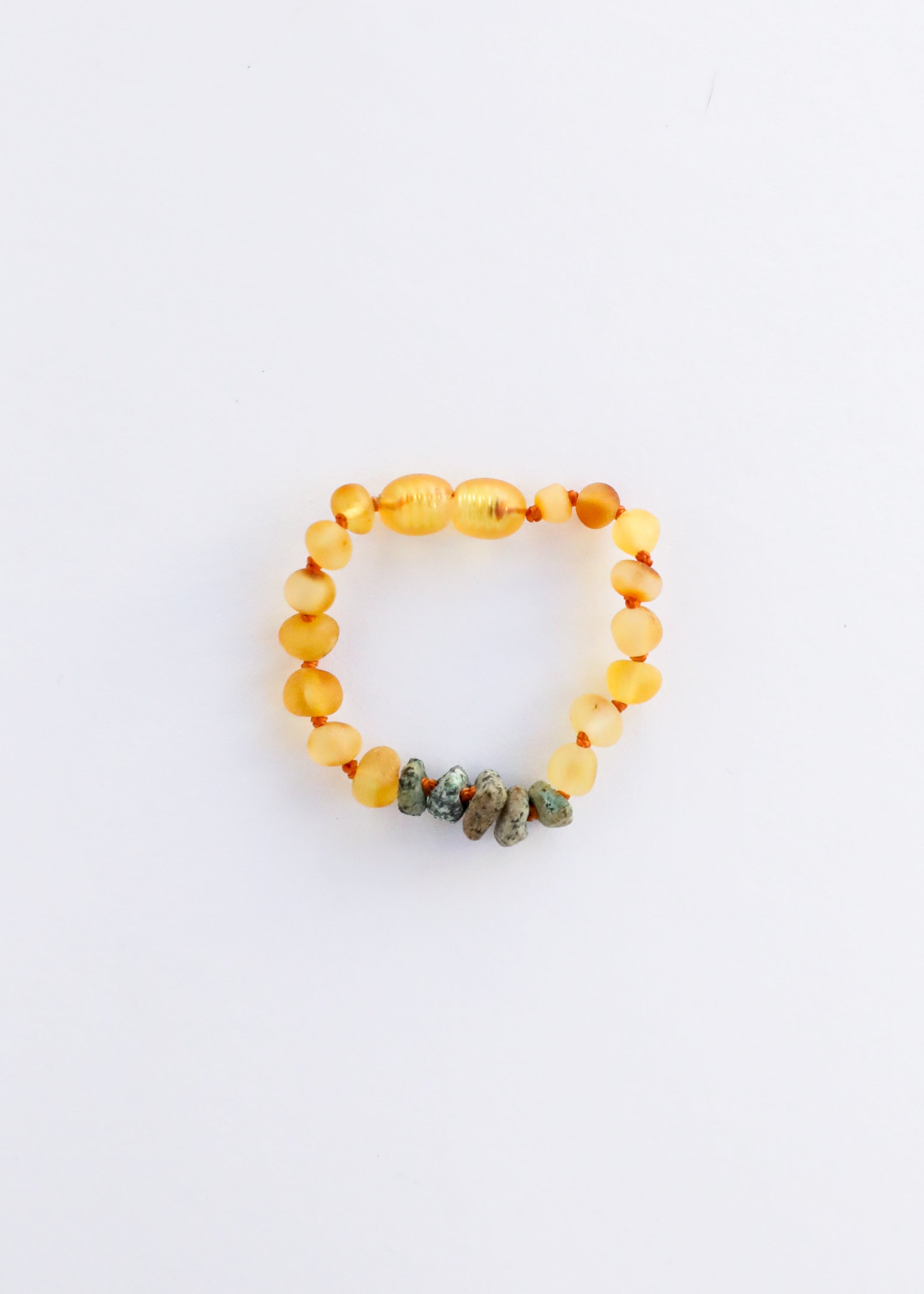 Raw Honey Baltic Amber + Raw Turquoise Jasper || Anklet or Bracelet - Bracelet image