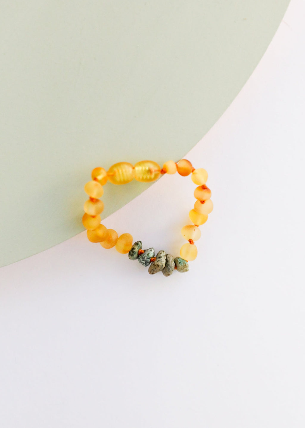 Raw Honey Baltic Amber + Raw Turquoise Jasper || Anklet or Bracelet - Bracelet image