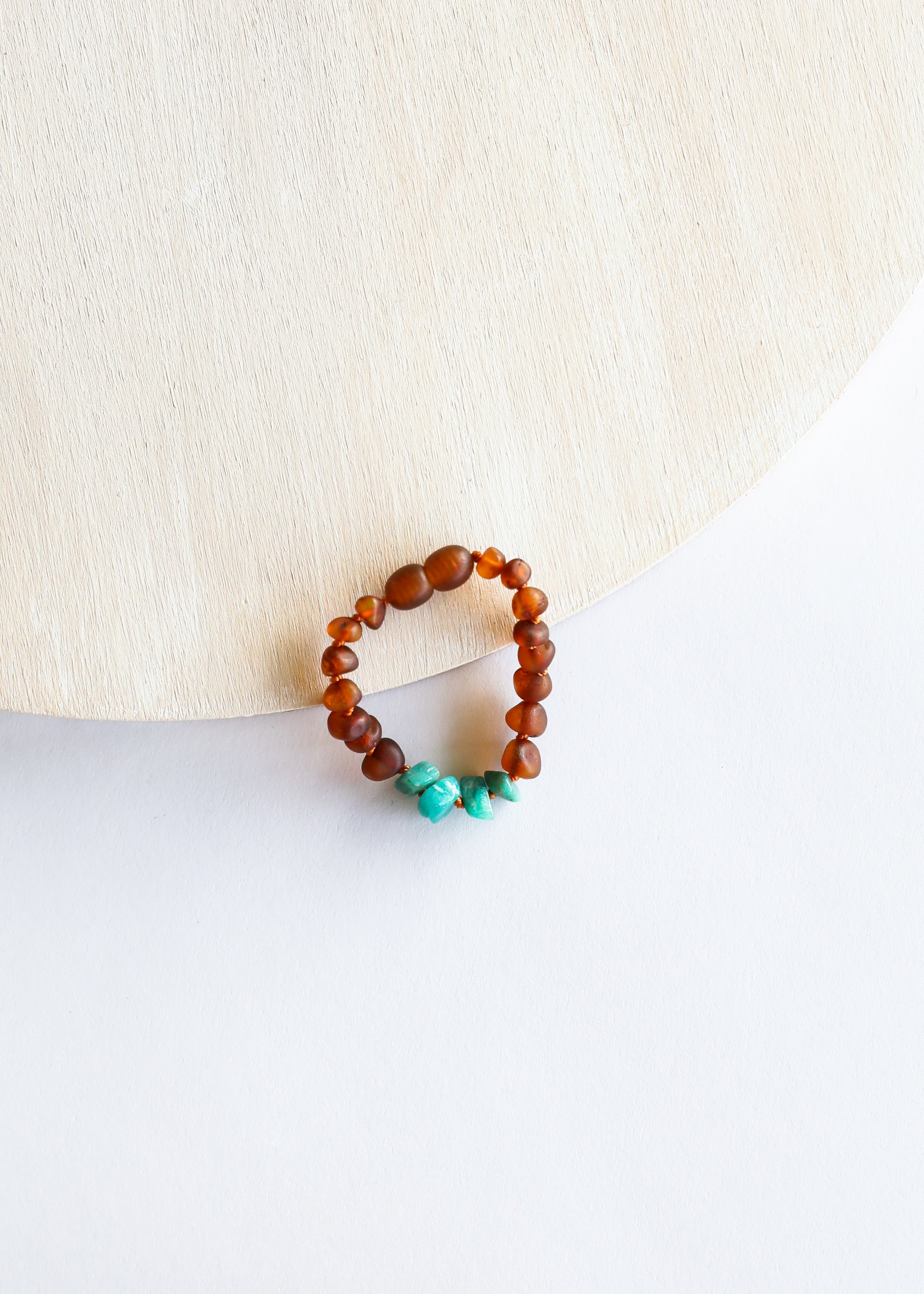 Raw Cognac Baltic Amber + Raw Amazonite || Anklet or Bracelet - Bracelet image