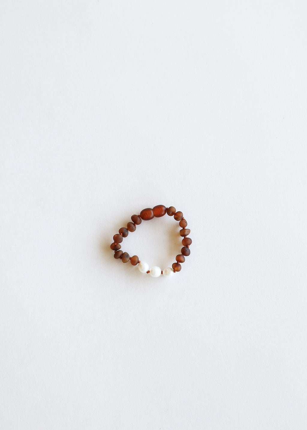 Raw Cognac Baltic Amber + Pearls || Anklet or Bracelet - Bracelet image