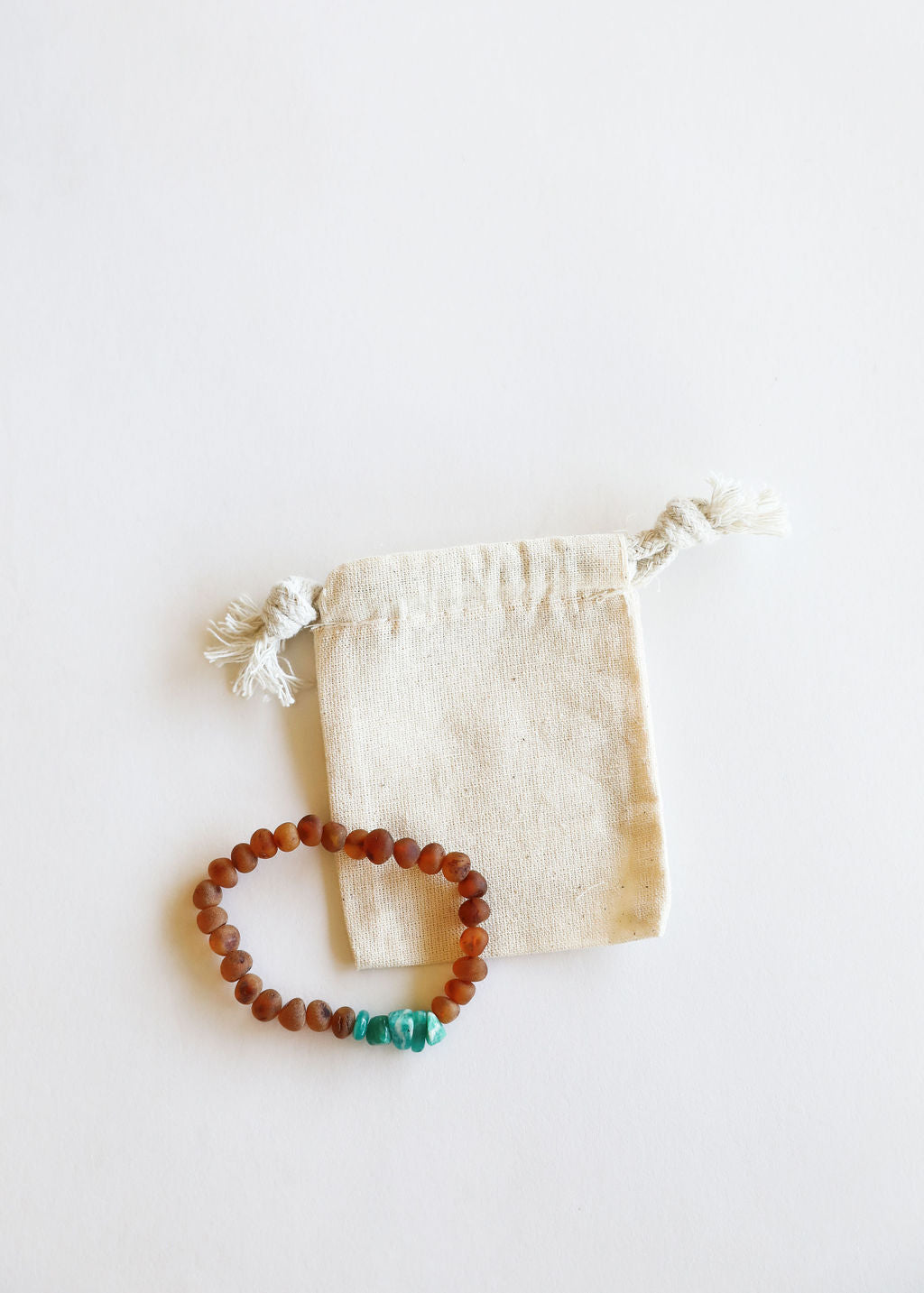 Raw Cognac Baltic Amber + Raw Amazonite || Adult Bracelet - Bracelet image