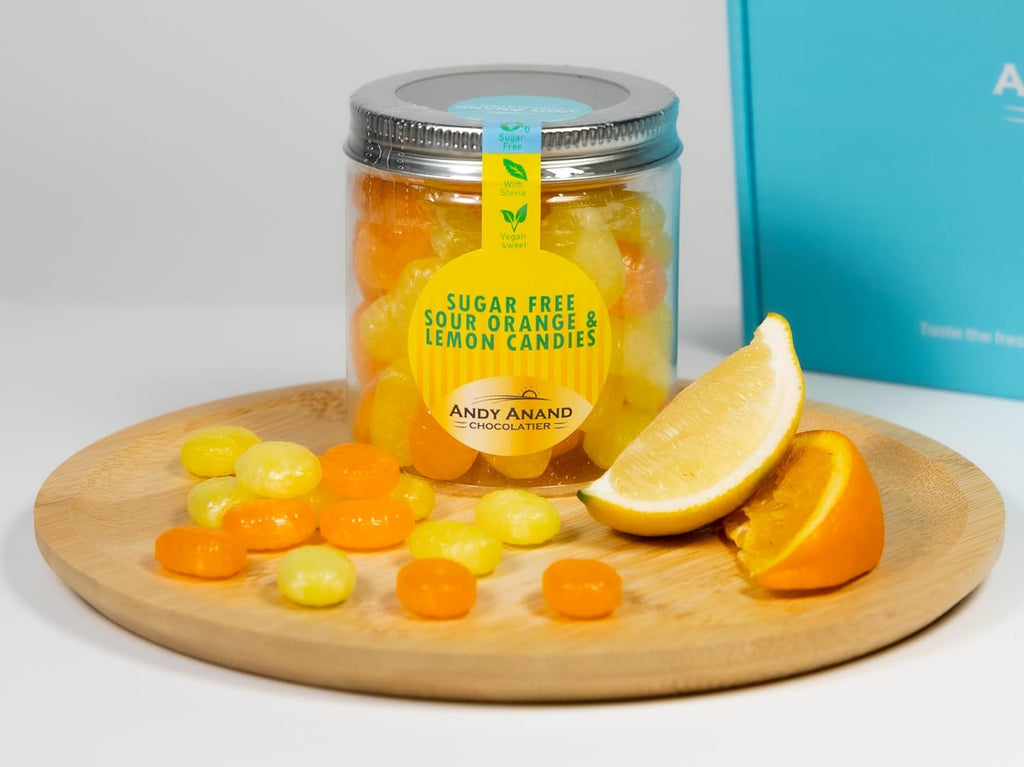 Andy Anand Sugar Free Sour Orange Hard Candy – Copper Kettle Boiled, Naturally Flavored, Keto & Diabetic Friendly, 28 Pc 7 Oz