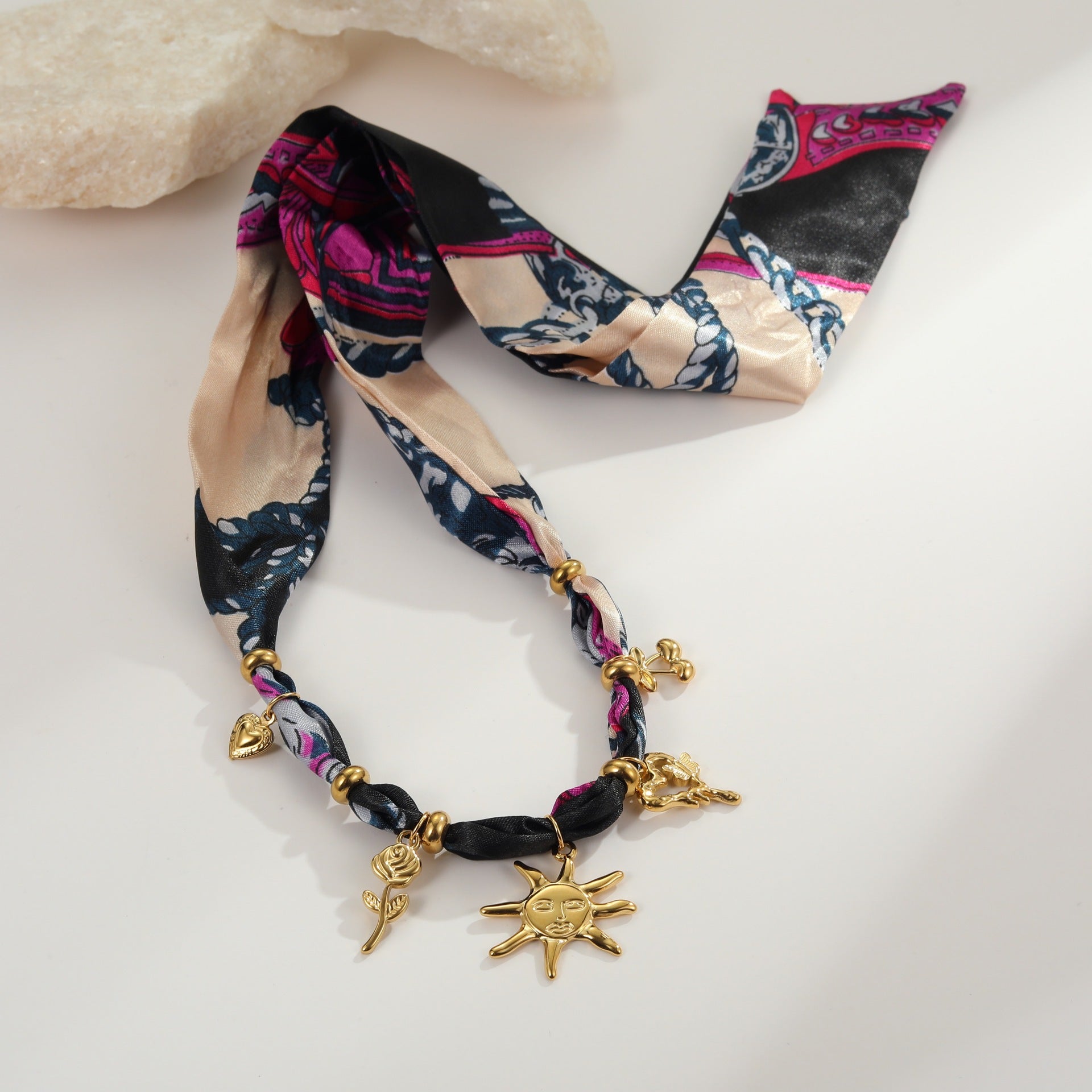 Autumn And Winter Scarf Series Sun Pendant Necklace High Sense