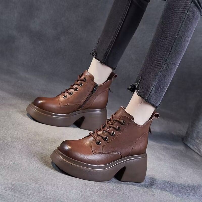 Womens Mid-calf Boots With Thick Chunky Heels