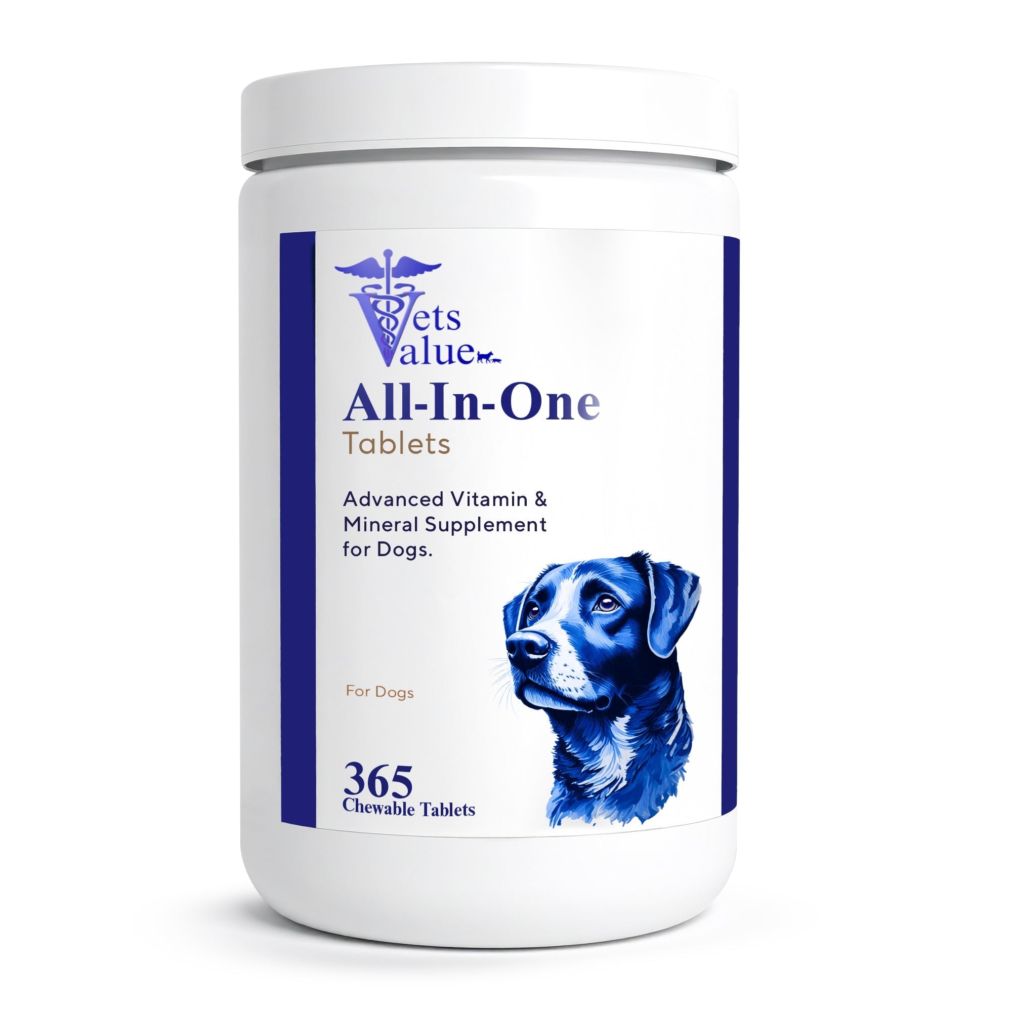 Vets Value All-in-One Dog Vitamins – 365 Chewable Tablets – Advanced Multivitamin & Mineral Supplement for Dogs – Supports Jo