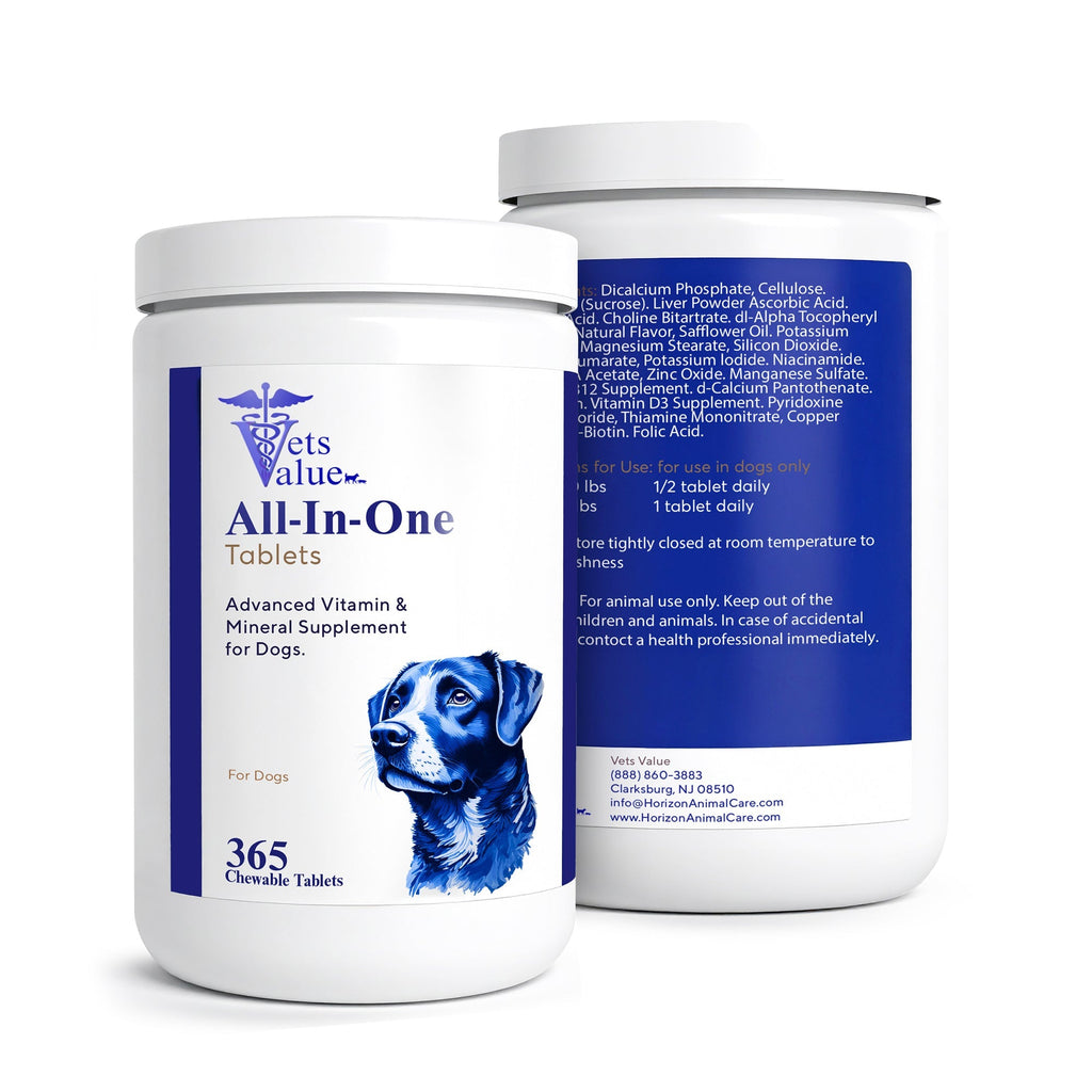 Vets Value All-in-One Dog Vitamins – 365 Chewable Tablets – Advanced Multivitamin & Mineral Supplement for Dogs – Supports Jo