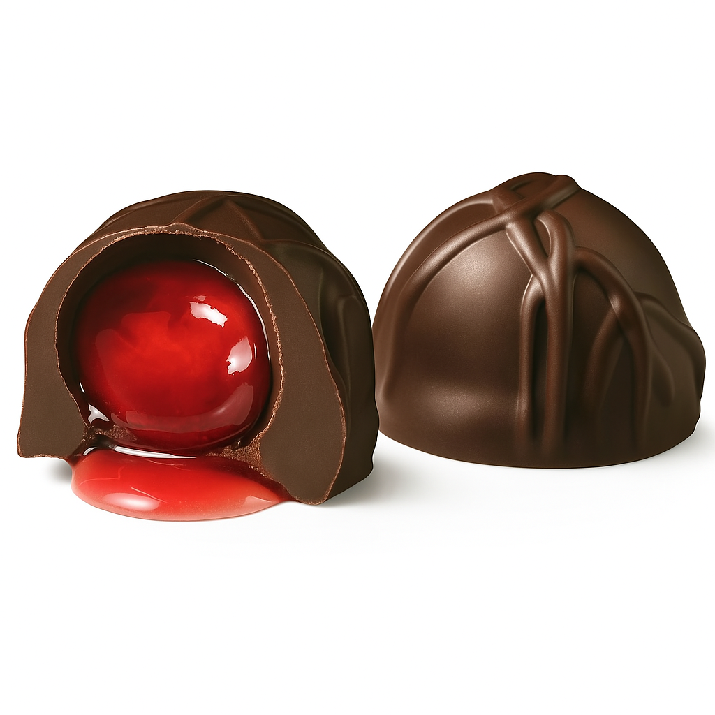 Andy Anand Cherry Covered Chocolate Gift Box Vegan Dark Chocolate Cordials 24 Pcs, 60% chocolate (cocoa butter)