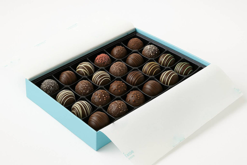 Andy Anand Artisan Dark Chocolate Truffles – 24 Pc Handmade Assorted Flavors, Decadent & Delicious, Made with 60% Chocolate (Cocoa Butter)