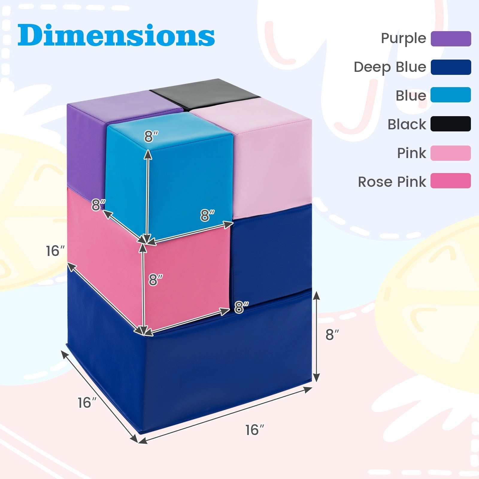 7-Piece Big Foam Building Blocks for Toddlers and Kids