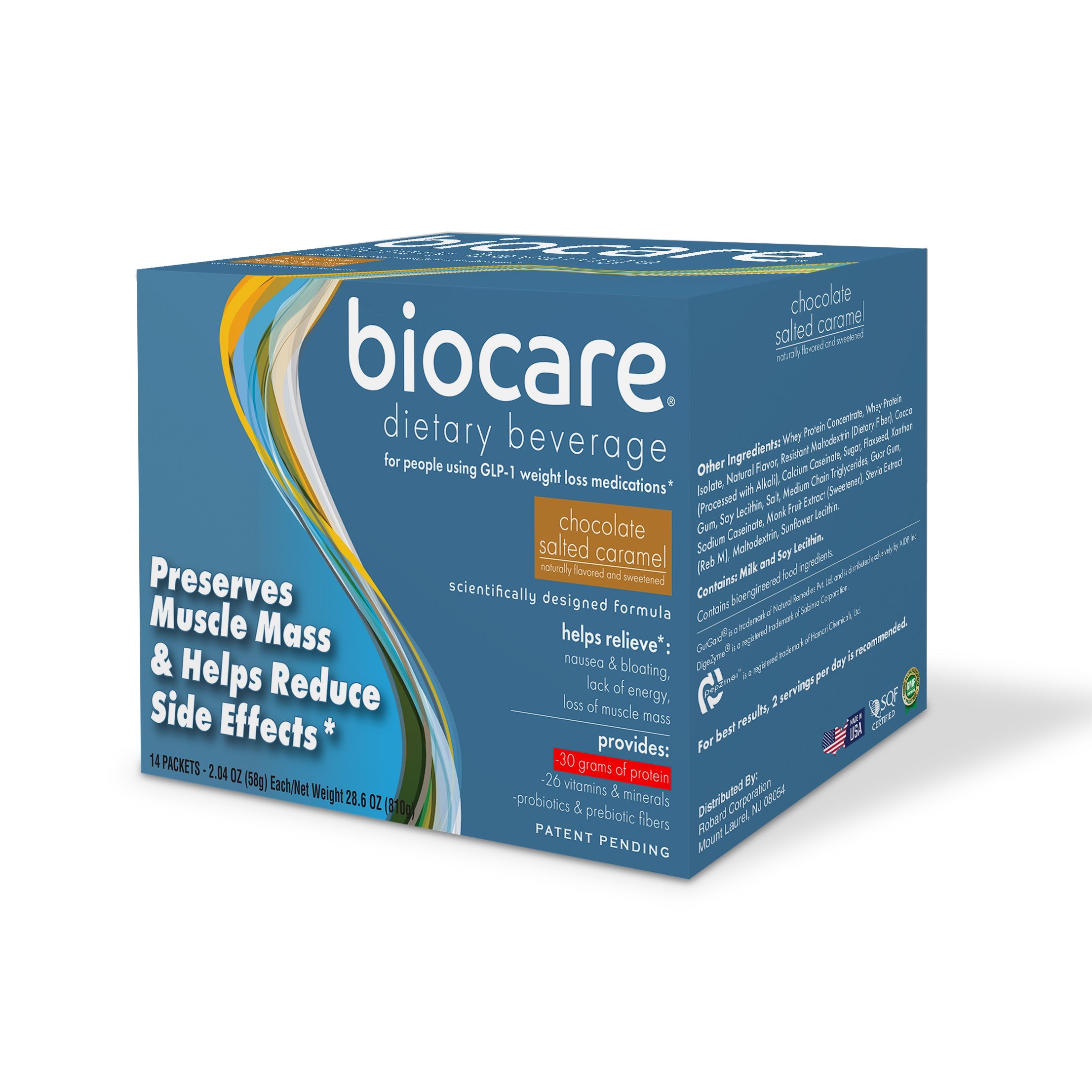 30G Protein Chocolate Salted Caramel Biocare Dietary Beverage (14-Count) - product image