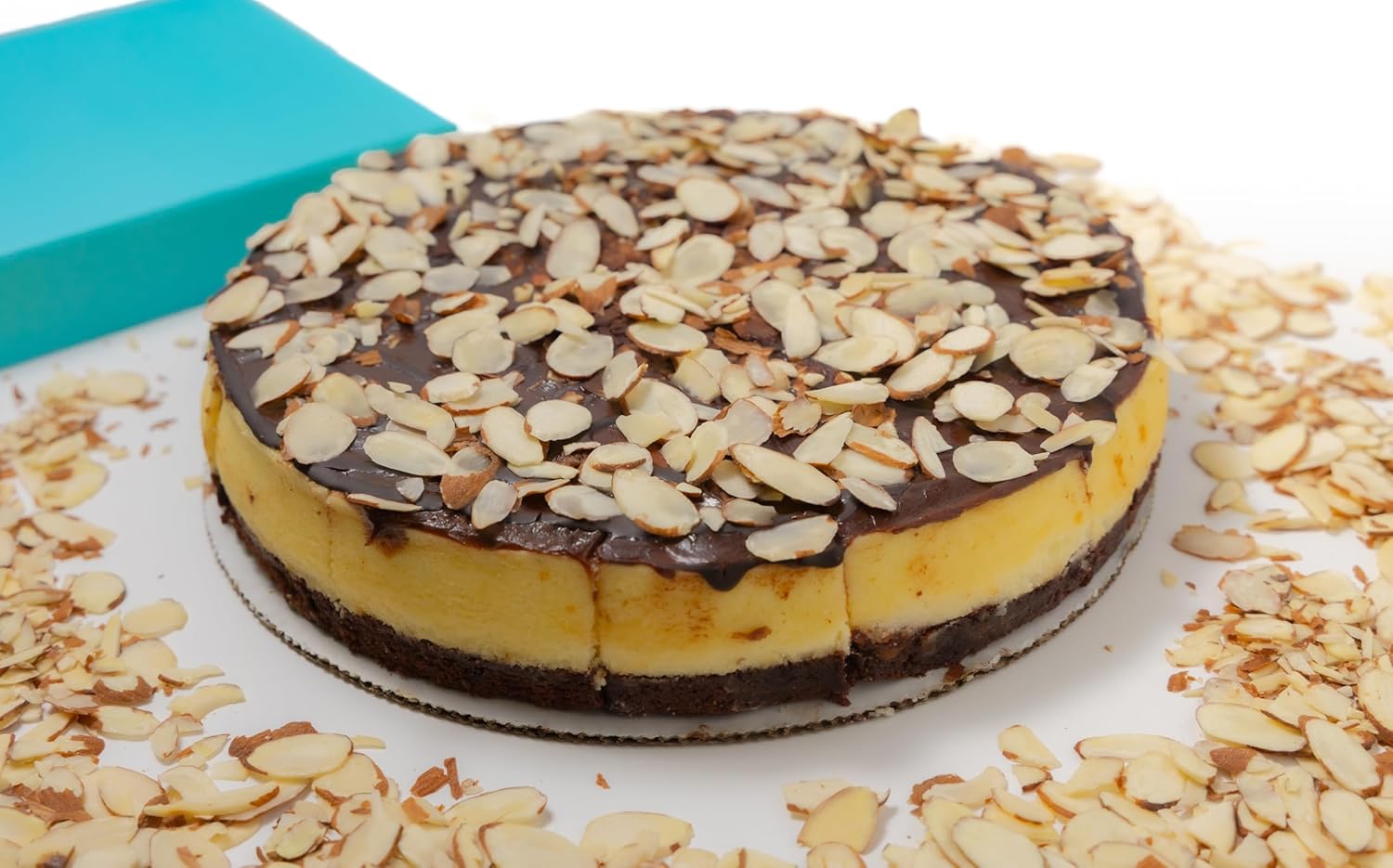 ANDY ANAND CHOCOLATIER Gourmet Fudge Brownie Cheese Cake 9" 2.8 lbs. Real California Cream Cheese, Artisan, Halal, Reusable Tray
