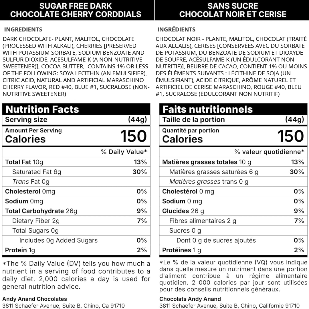 Andy Anand Sugar-Free Vegan Dark Chocolate Cherry Cordial Truffles – 24 Pc Gift Box, 60% Cocoa Butter, Decadent & Healthy.