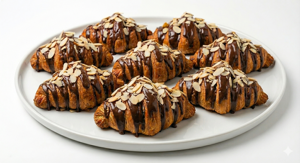 Andy Anand Sugar Free Dark Chocolate Almond Croissants Cake, 10 Pcs Handcrafted Guilt-Free Treats 2 lbs