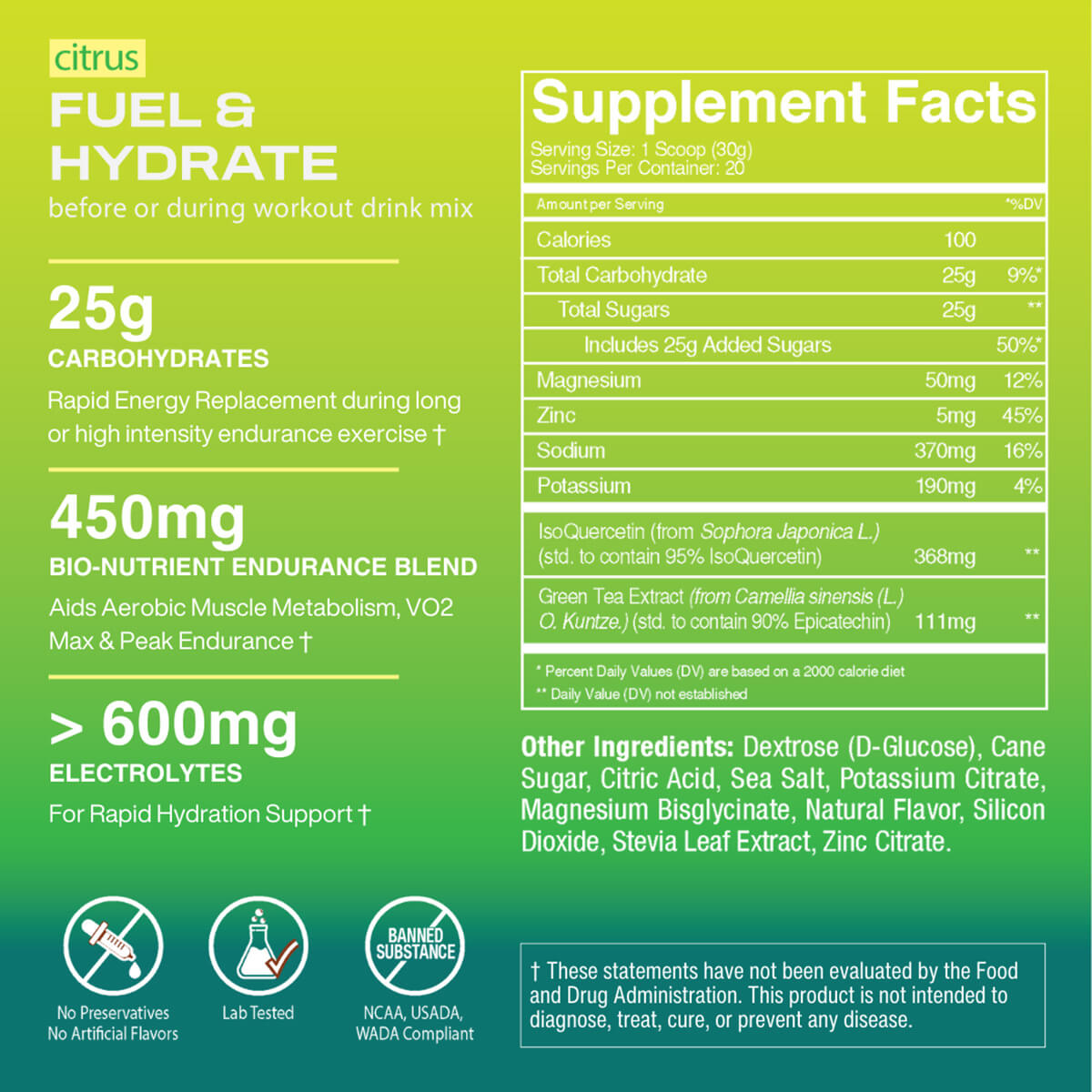 FUEL & HYDRATE DRINK MIX - Citrus <br> 1 Packet