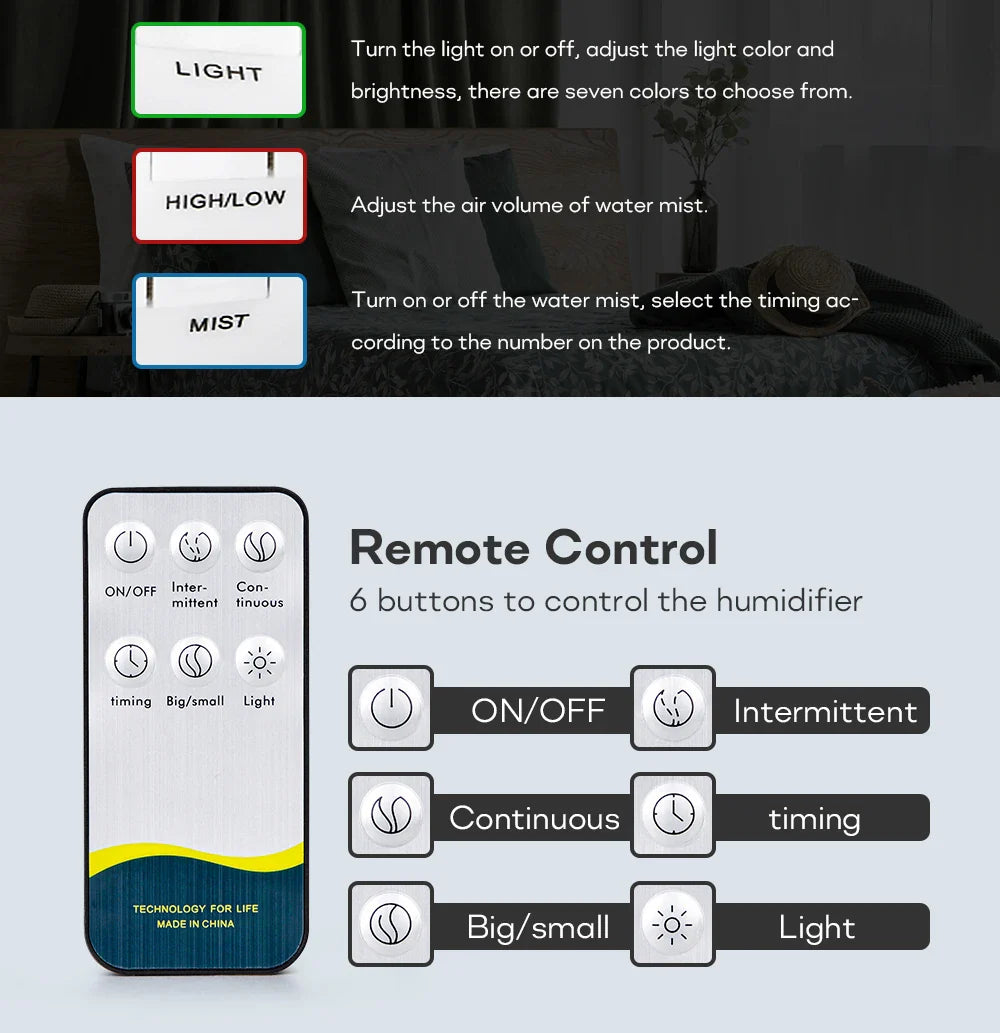 Air Humidifier Essential Oil Diffuser 300ML 500ML 1000ML With Lights Remote Control Ultrasound Electric Aromatherapy Diffuser