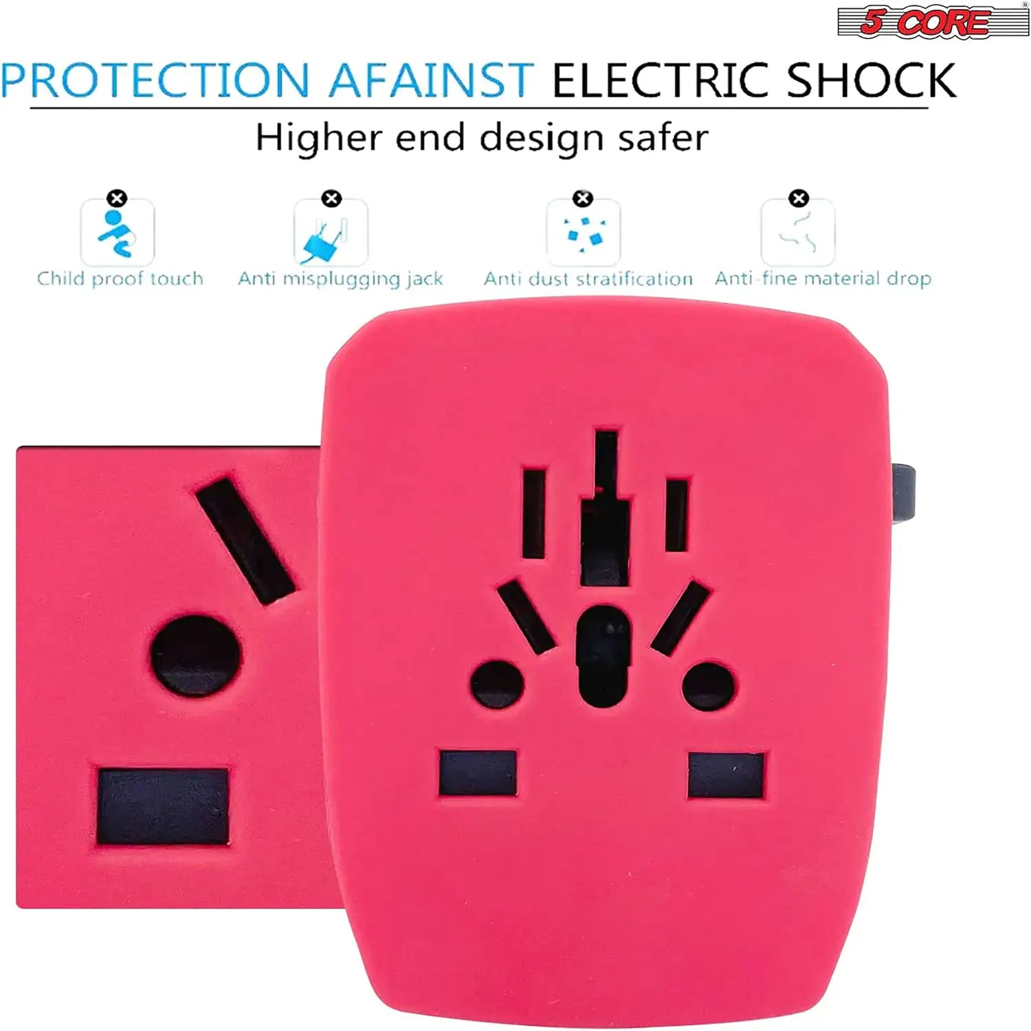 Universal Travel Adapter International Power Adapters 3 Pack Multicharger Plug w 4 USB Ports