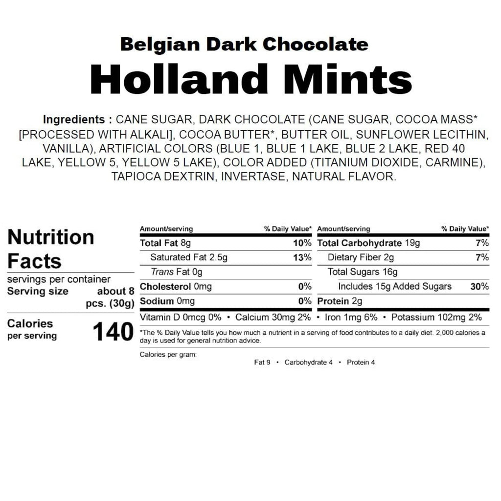 ANDY ANAND CHOCOLATIER Gluten Free Holland Mints - Finest Dark Belgian Chocolate Infused with Pure Peppermint Oil Unique Flavor With Dutch Goodness, Best Gourmet Perfect as a Luxurious Gift Box (1lb)