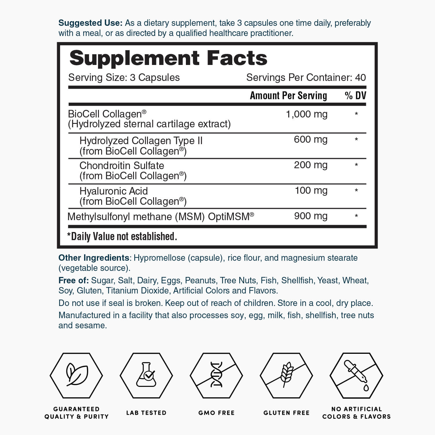 Nature's Lab Hyaluronic Acid with BioCell Collagen® & OptiMSM® - 120 Capsules - Vitamins & Supplements image